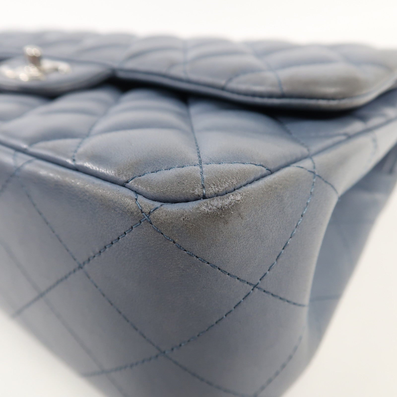 CHANEL 羊皮皮革Large Classic銀扣鏈帶肩背袋