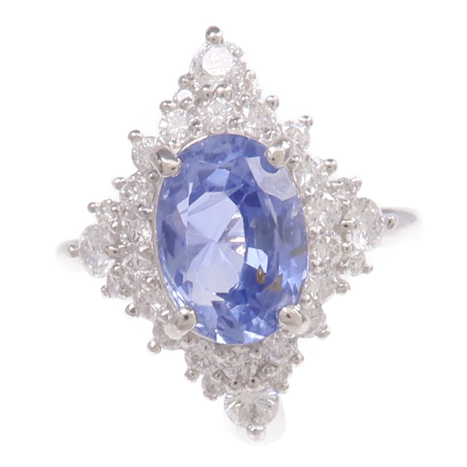 JEWELRY 【激減優惠】PT900鉑金Sapphire Diamond Ring藍寶石/鑽石戒指US#7