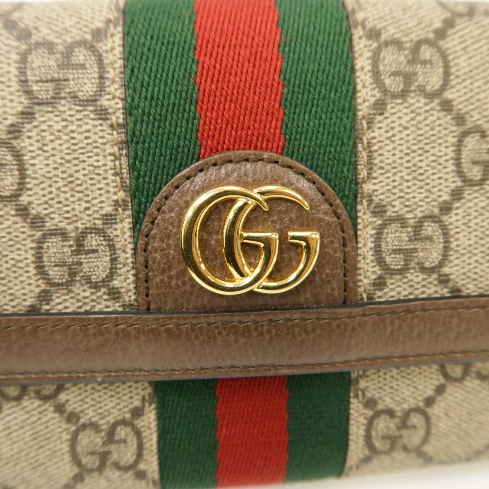GUCCI 【激減優惠】塗層帆布/皮革Ophidia GG Supreme Long Wallet金扣長錢包啡色