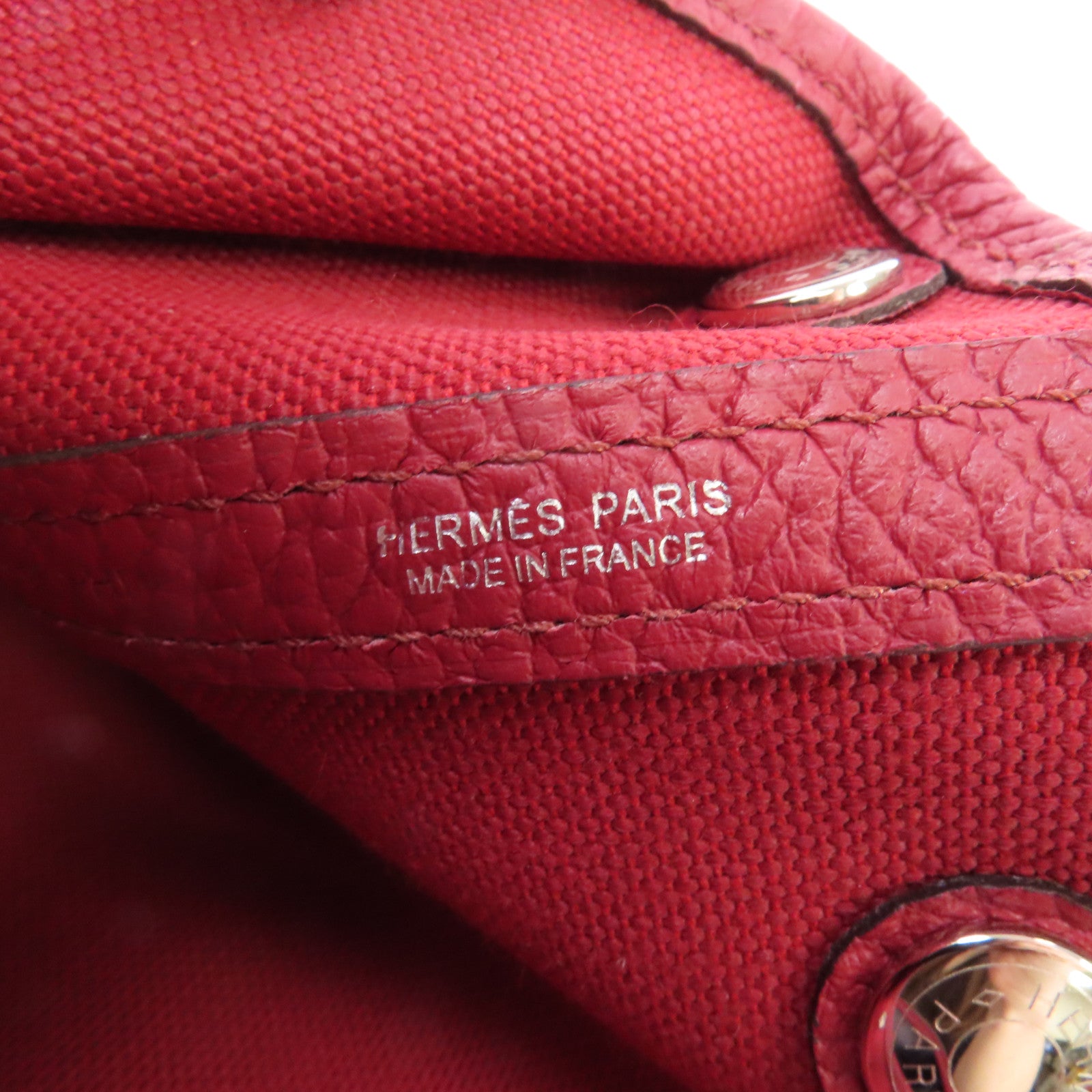 HERMES 帆布Garden Party TPM銀扣手挽袋Rouge Casaque/紅色