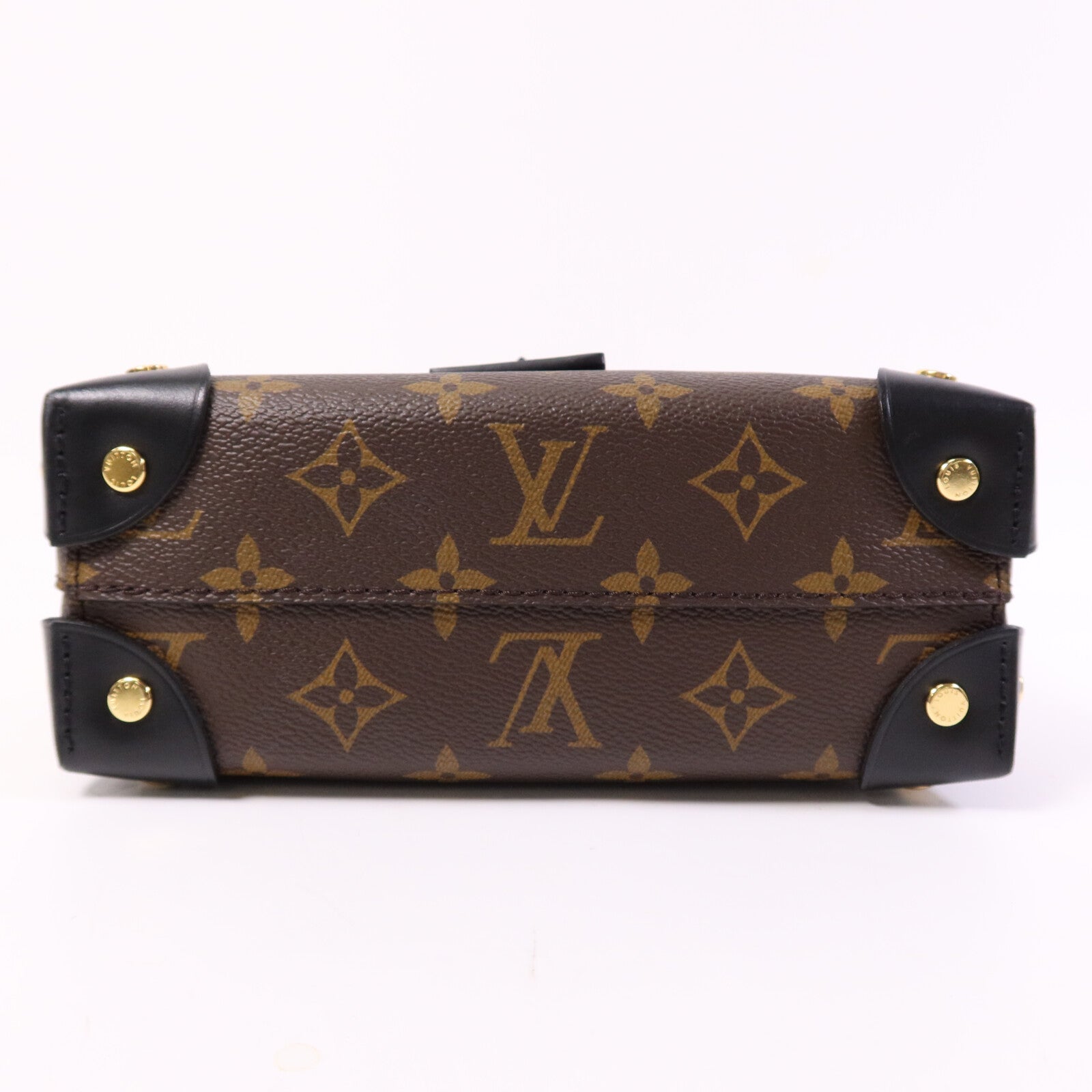 LOUIS VUITTON Monogram Petite Malle Souple金扣手挽肩背兩用袋棕色