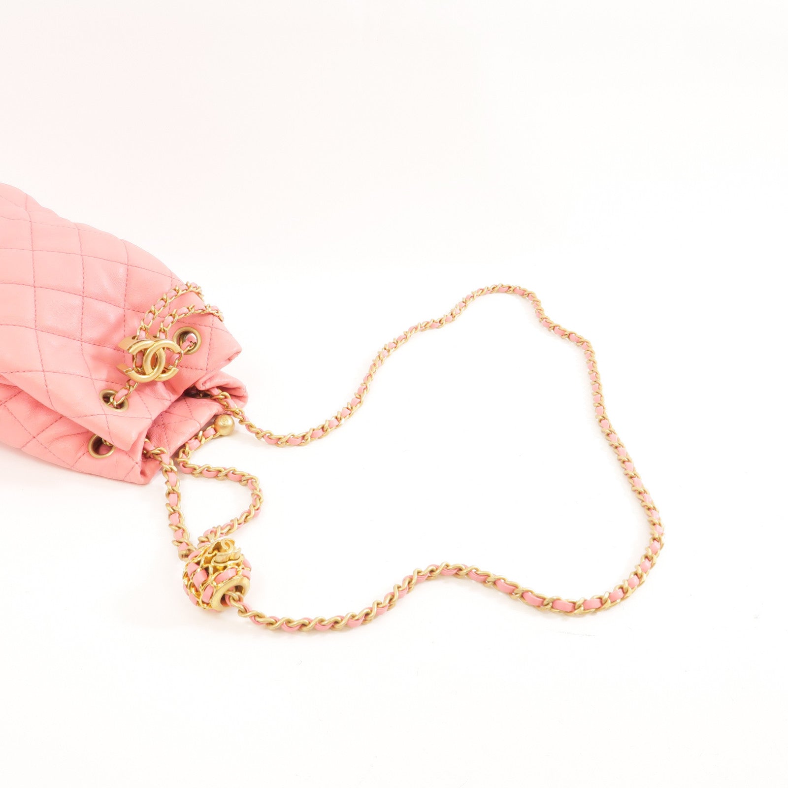 CHANEL 【激減優惠】菱格羊皮皮革Chain Shoulder Bag金扣鏈帶肩背袋粉紅色