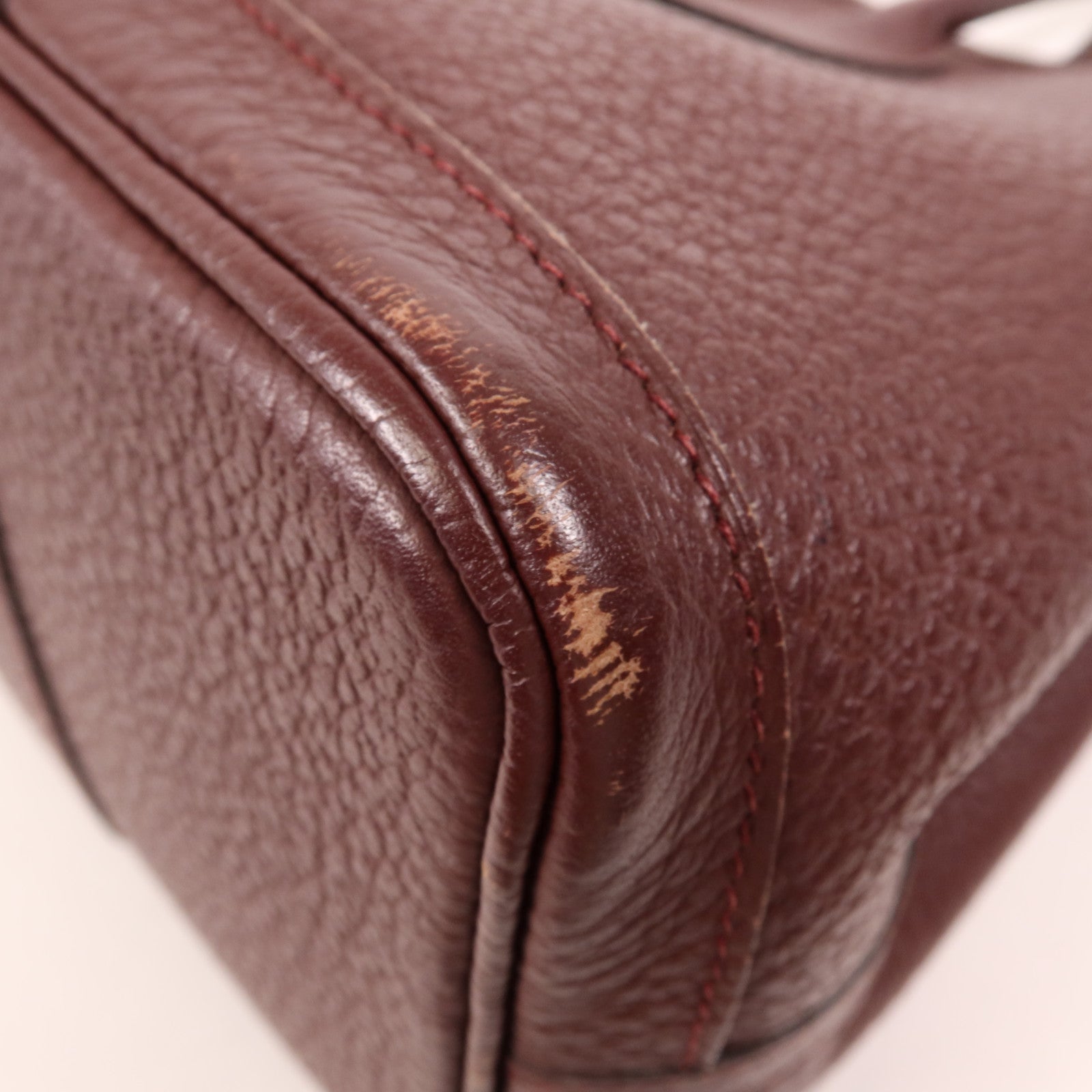 HERMES Country皮革Garden Party TPM銀扣手挽袋Bordeaux