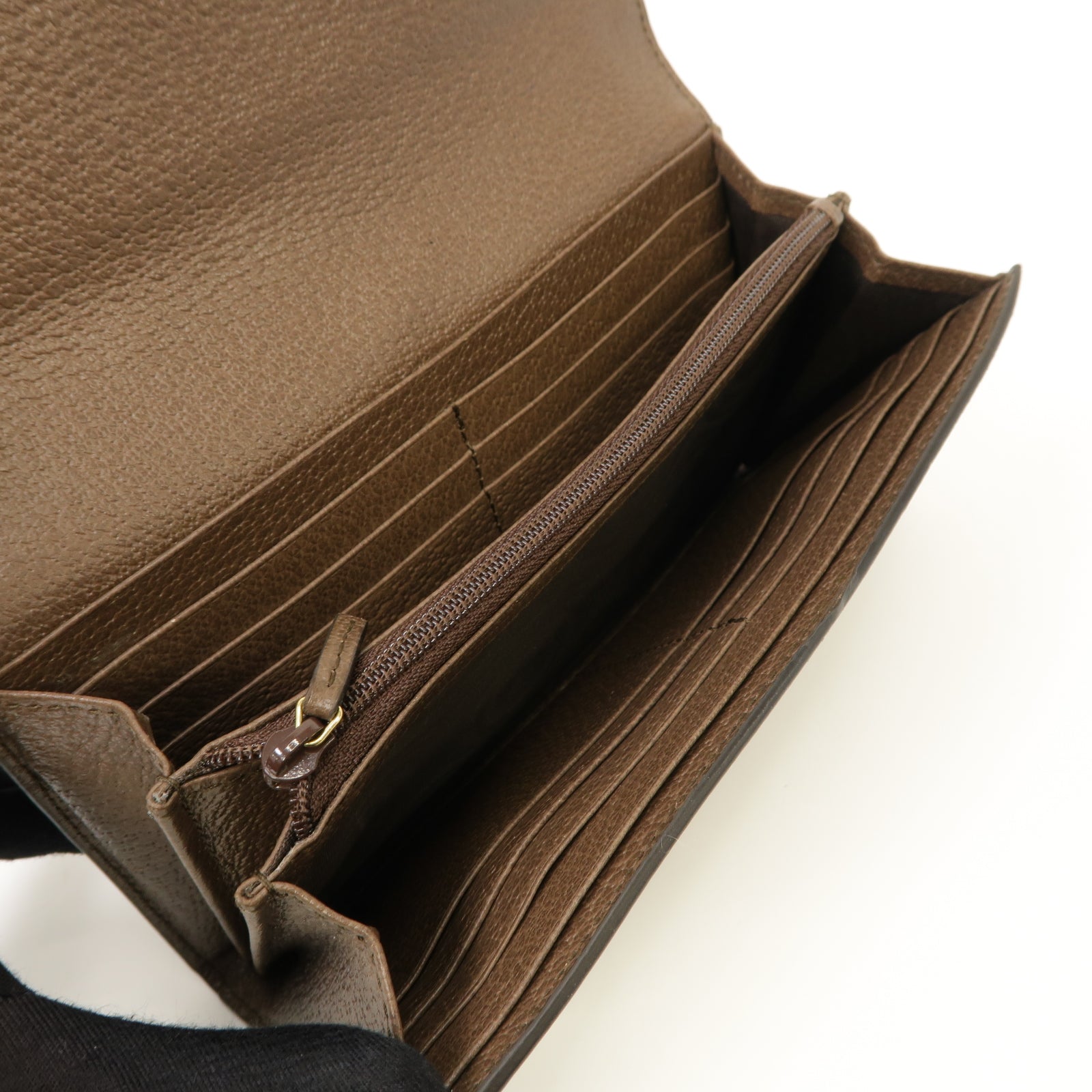 GUCCI 【激減優惠】塗層帆布/皮革Ophidia GG Supreme Long Wallet金扣長錢包啡色