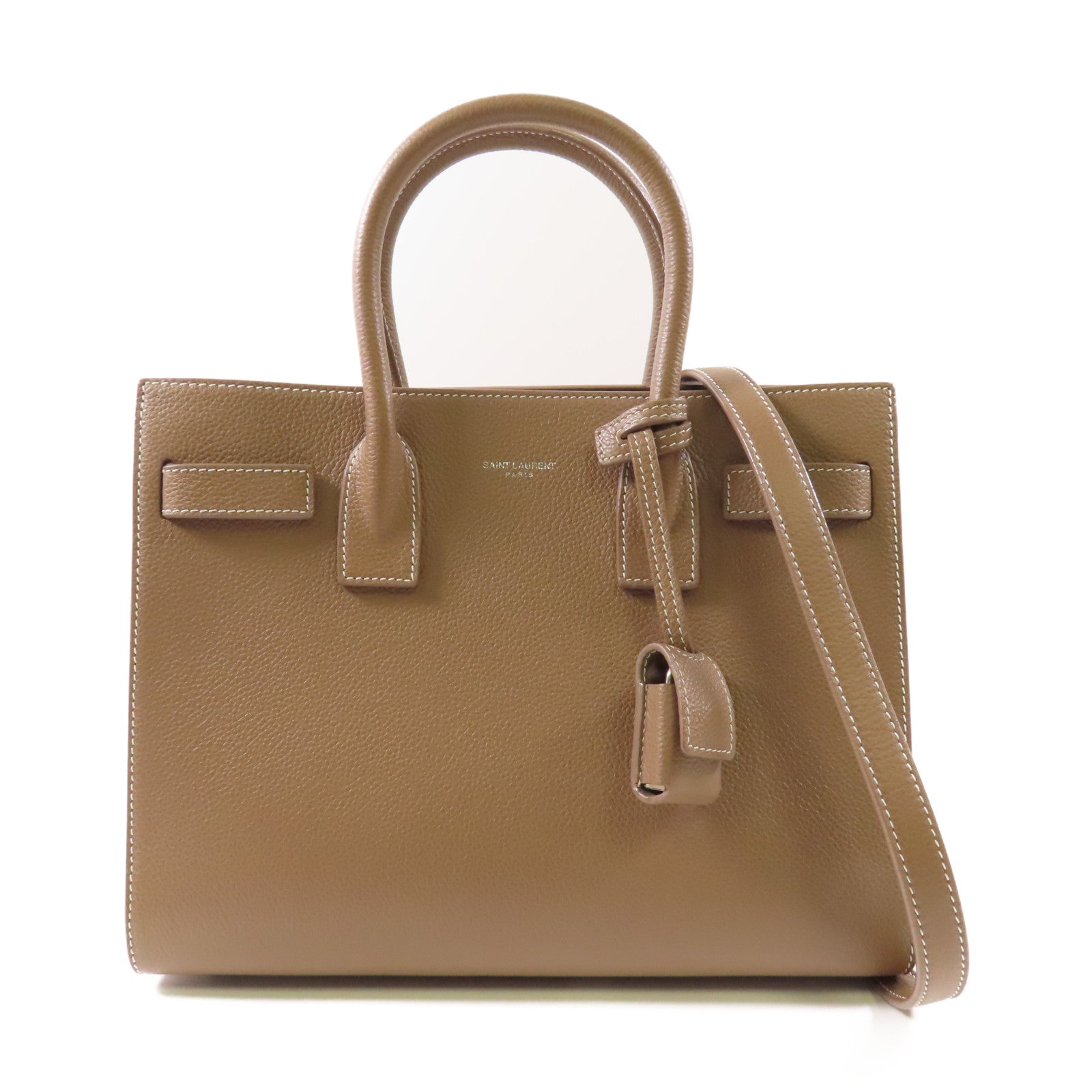 SAINT LAURENT 牛皮皮革Sac De Jour Baby銀扣手挽肩背兩用袋