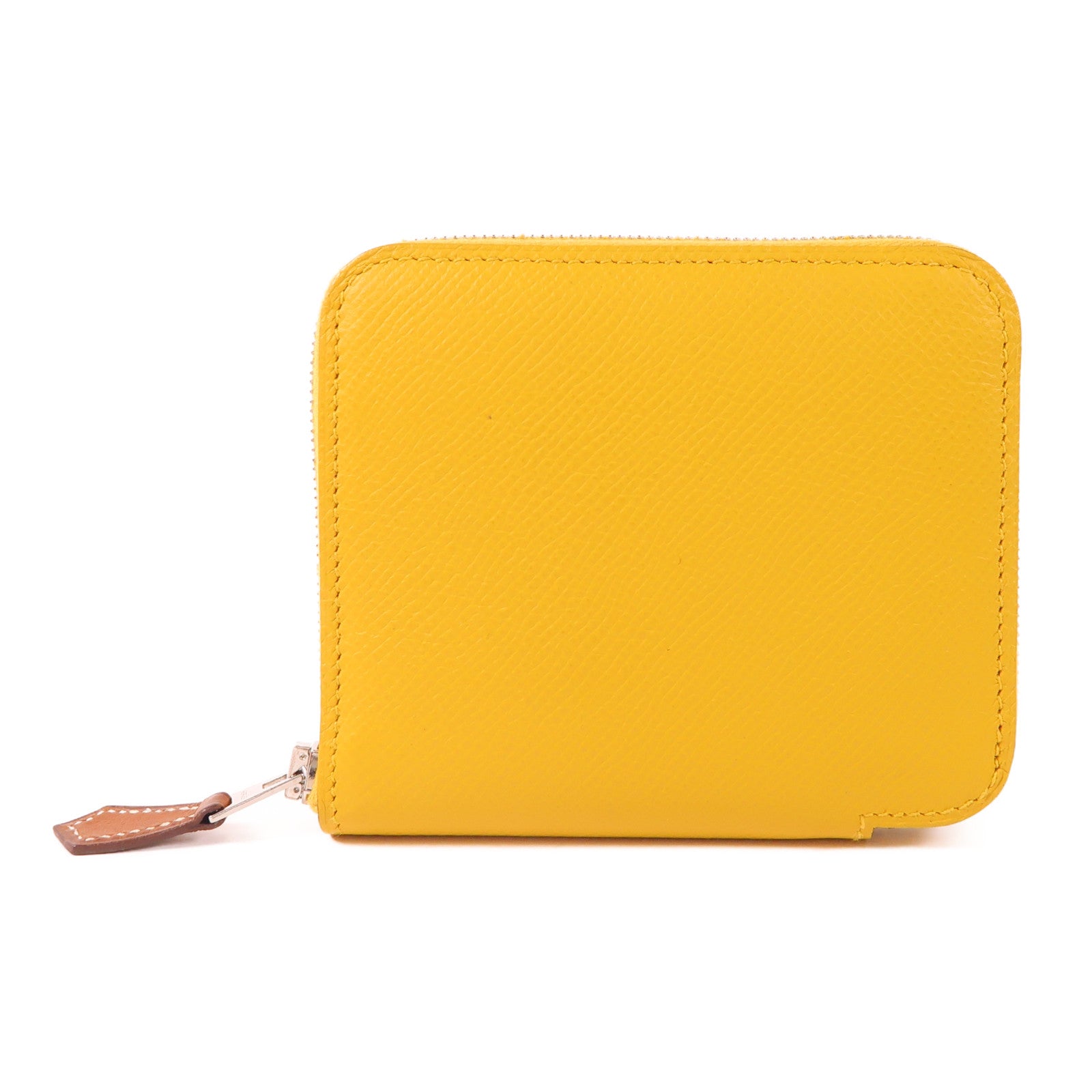 HERMES Evercolor皮革Silk In Compact Wallet銀扣錢包9D Jaune Ambre