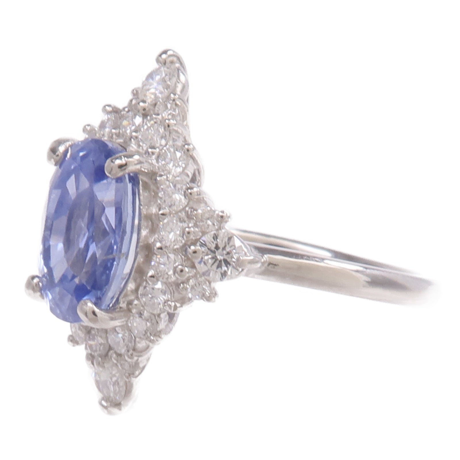 JEWELRY 【激減優惠】PT900鉑金Sapphire Diamond Ring藍寶石/鑽石戒指US#7