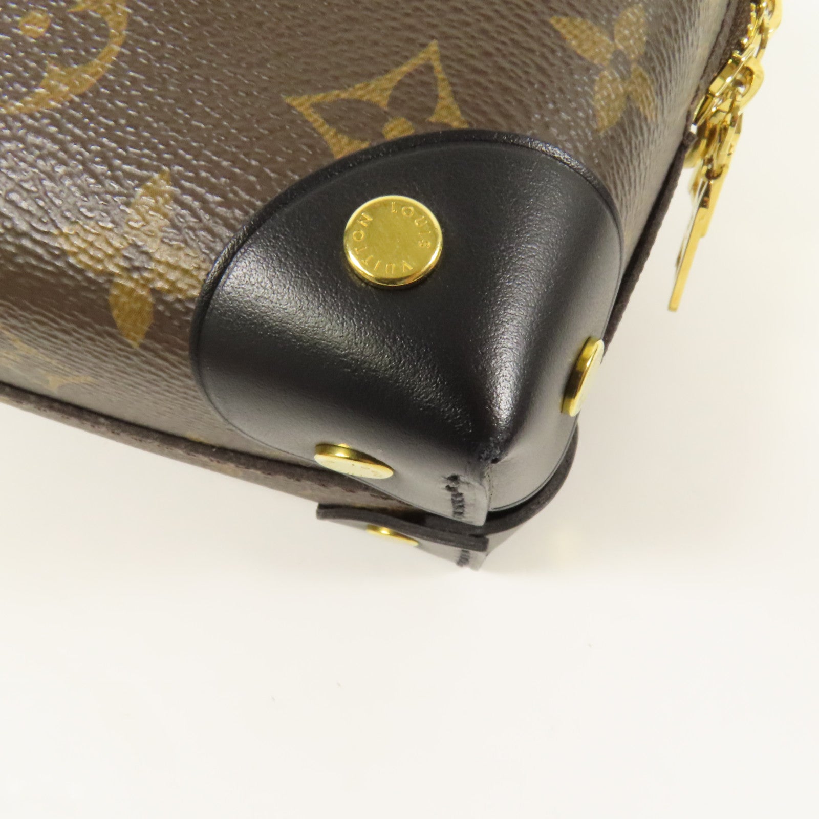 LOUIS VUITTON Monogram Petite Malle Souple金扣手挽肩背兩用袋棕色