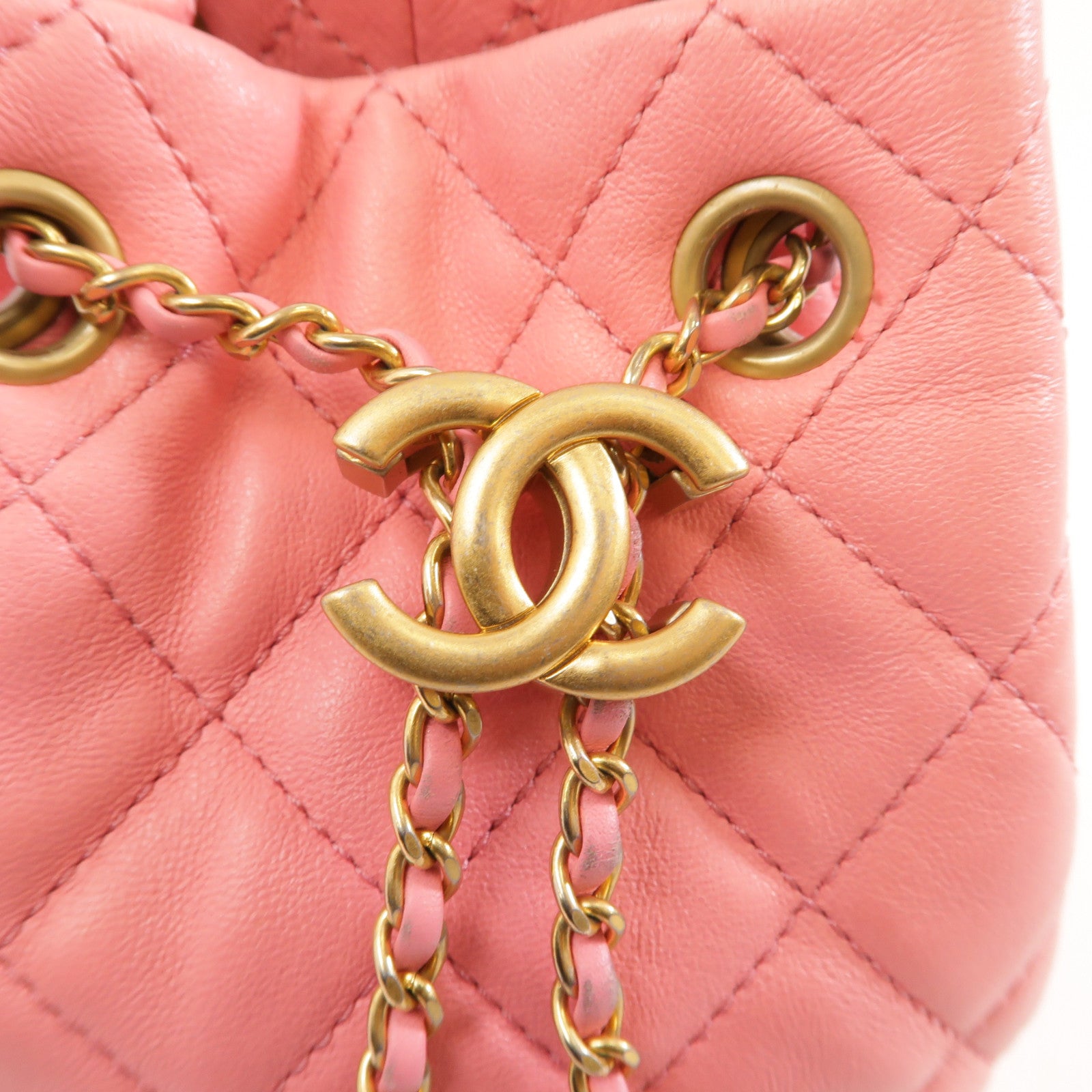 CHANEL 【激減優惠】菱格羊皮皮革Chain Shoulder Bag金扣鏈帶肩背袋粉紅色