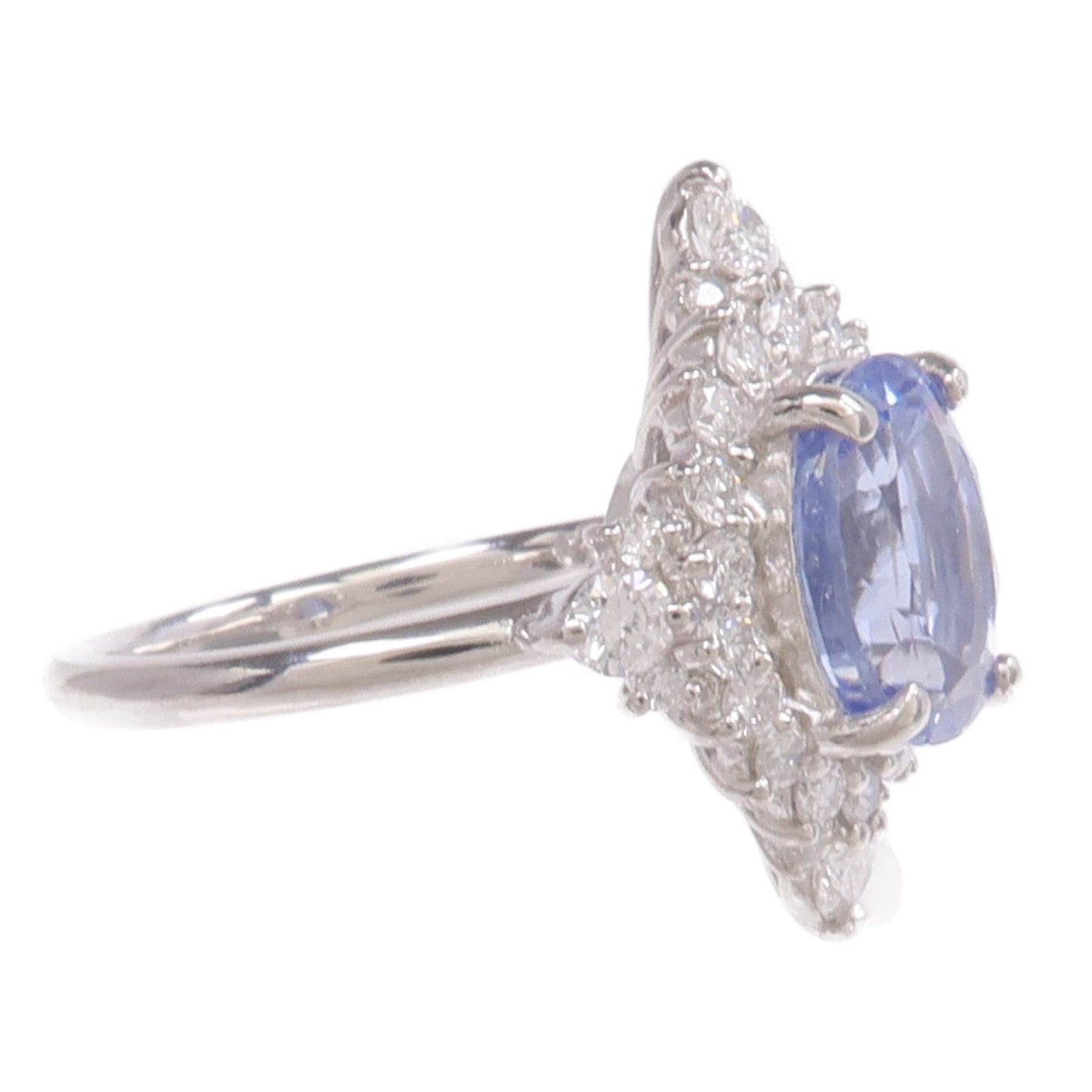 JEWELRY 【激減優惠】PT900鉑金Sapphire Diamond Ring藍寶石/鑽石戒指US#7