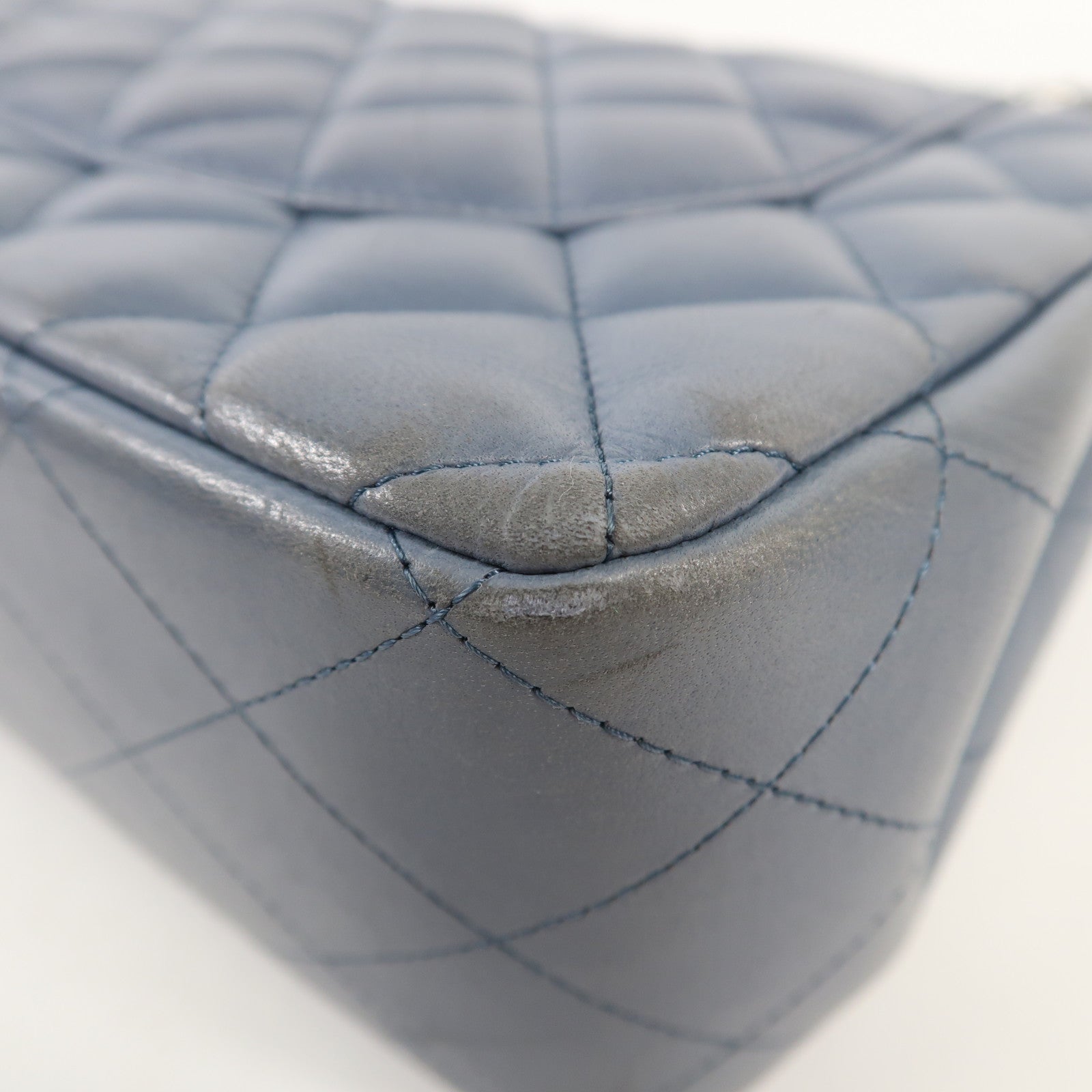 CHANEL 羊皮皮革Large Classic銀扣鏈帶肩背袋