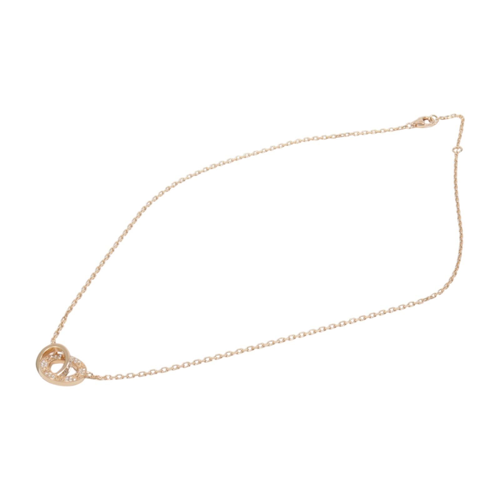 CARTIER 18K玫瑰金Love Necklace Paved鑽石項鍊