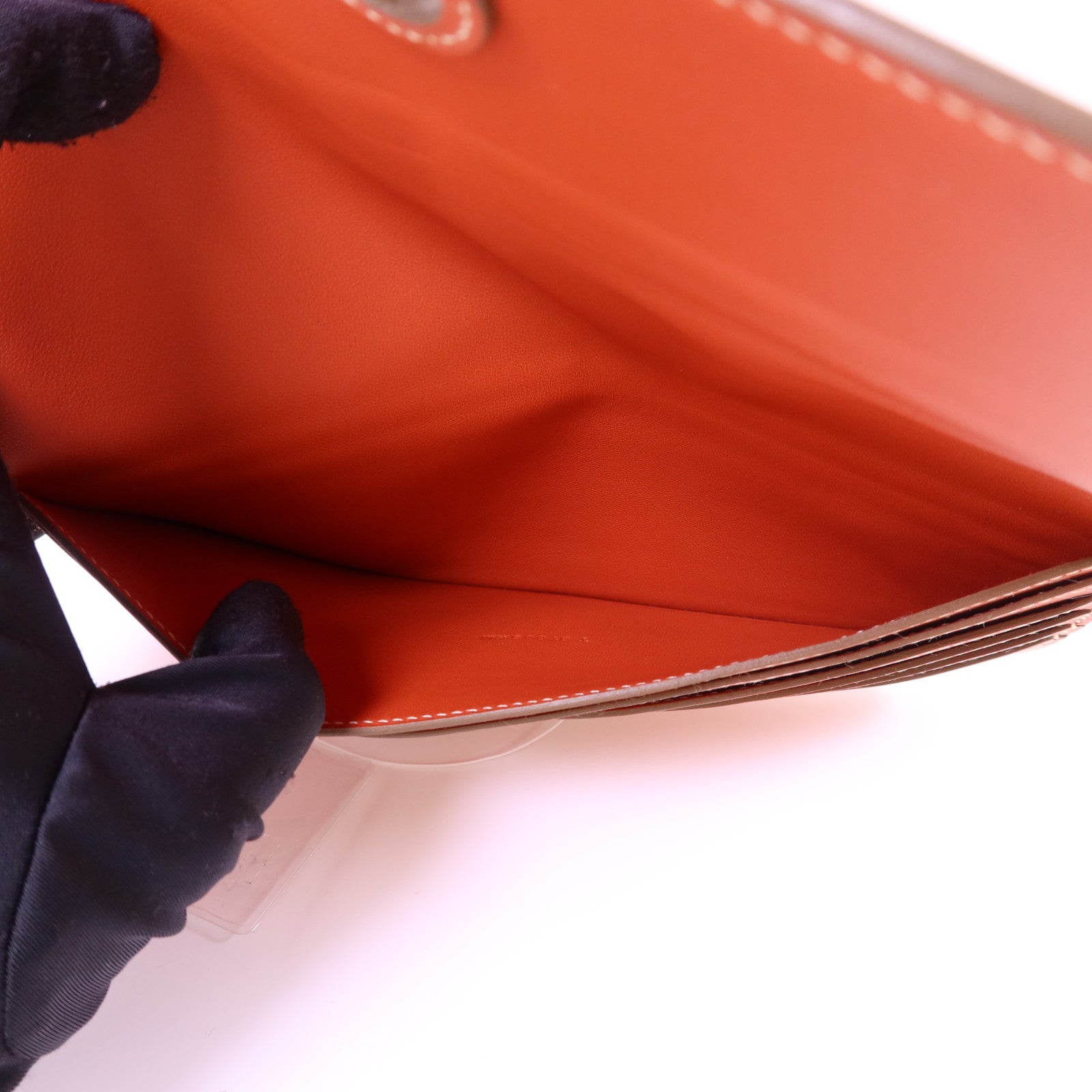 HERMES Swift皮革Dogon銀扣錢包Orange