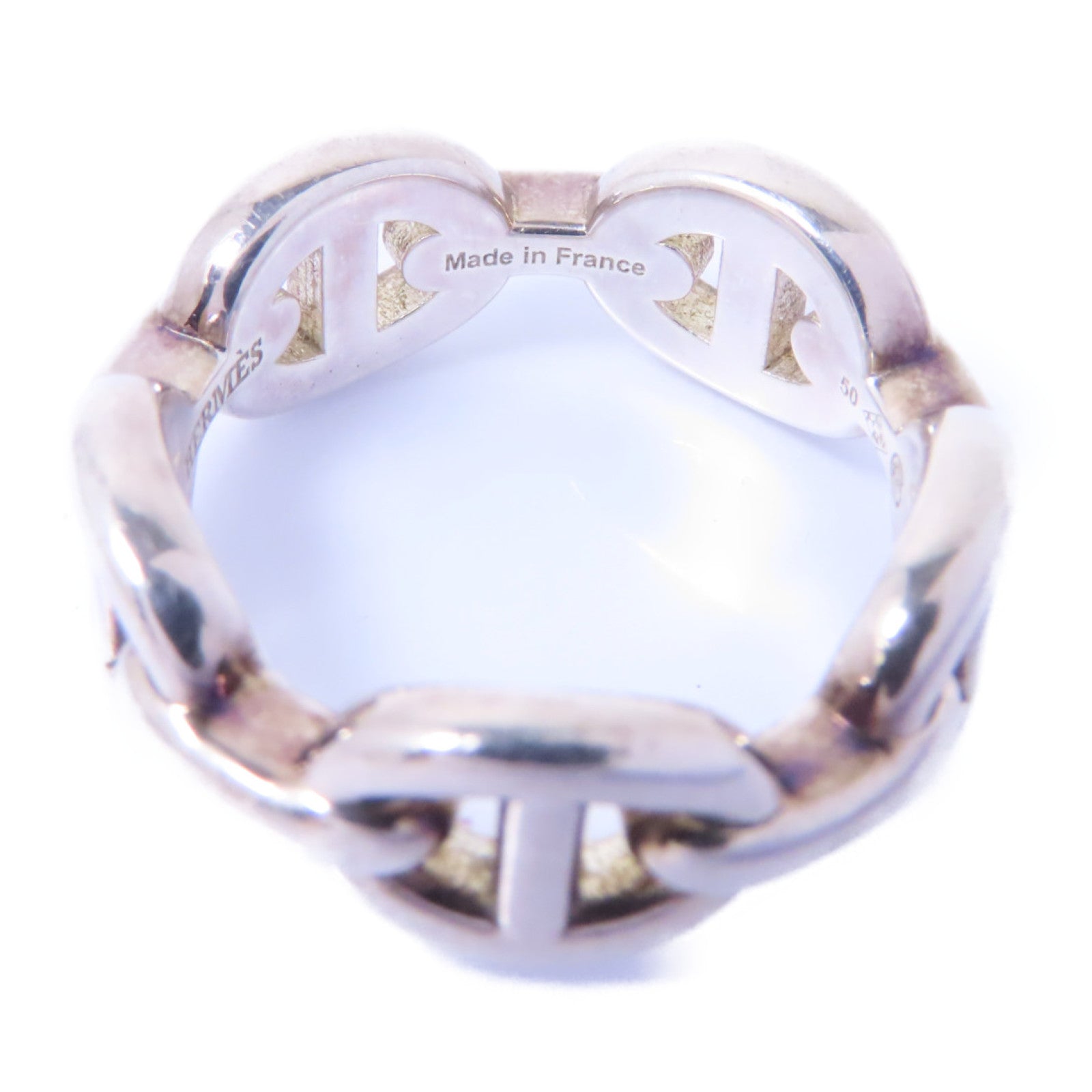 HERMES 925純銀Chain d'Ancee戒指銀色US#5.25/HERMES#50