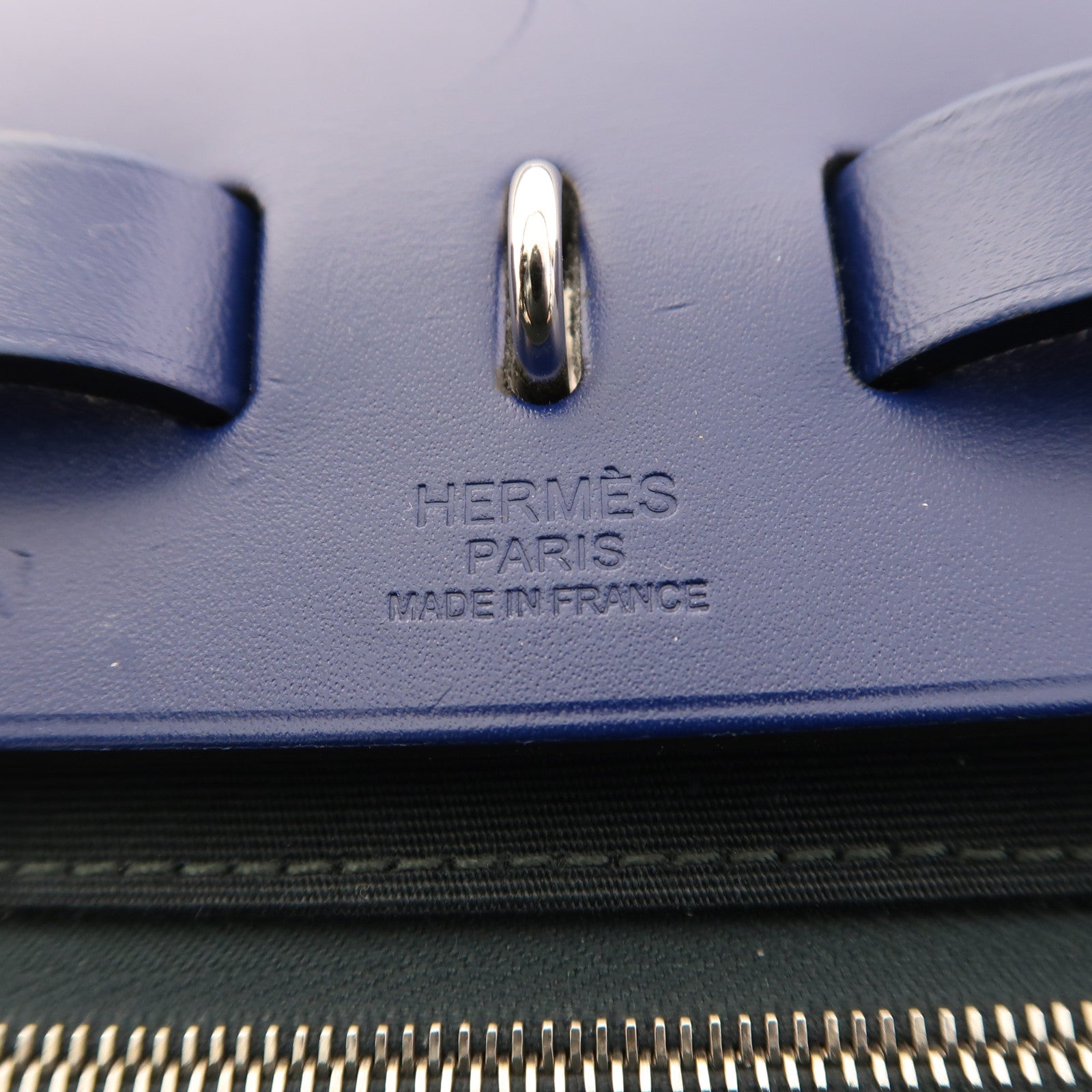 HERMES 帆布Herbag PM銀扣手挽肩背兩用袋Vert Cypress/Bleu Saphir