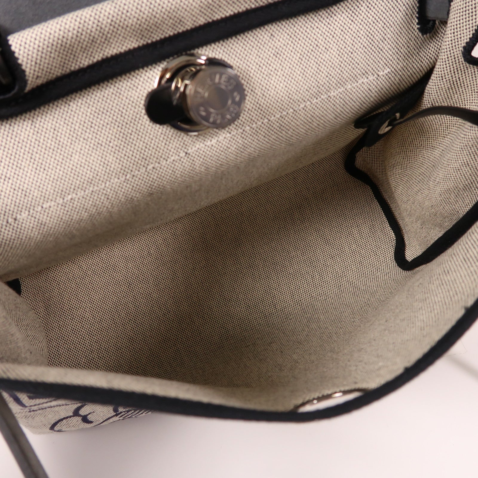 HERMES 帆布Herbag PM Retourne Pegase Pop銀扣 手挽肩背兩用袋黑色/藍色