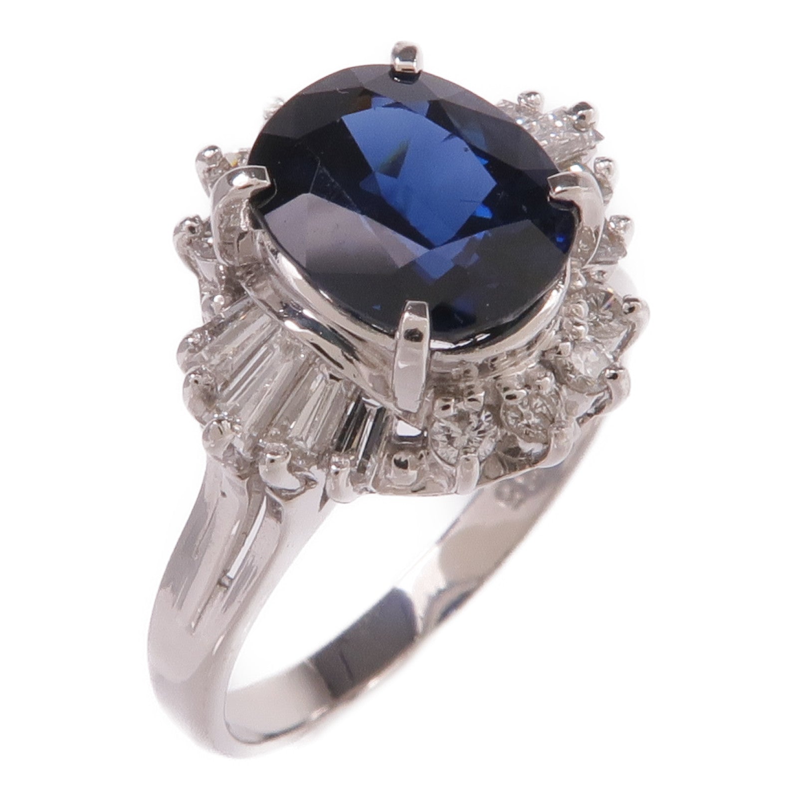 JEWELRY 【激減優惠】PT900鉑金Sapphire Diamond Ring藍寶石/鑽石戒指US#6.25