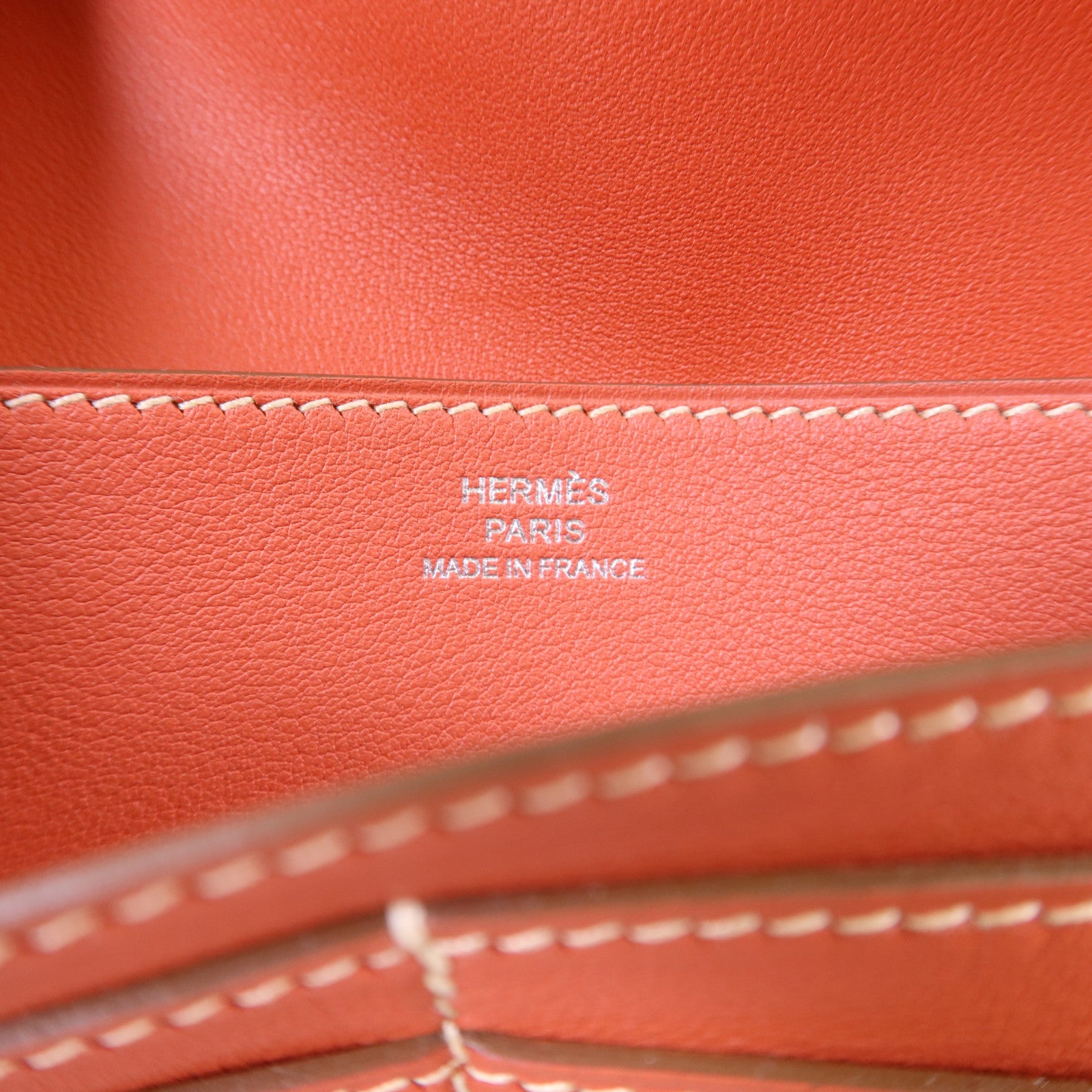 HERMES Swift皮革Dogon銀扣錢包Orange