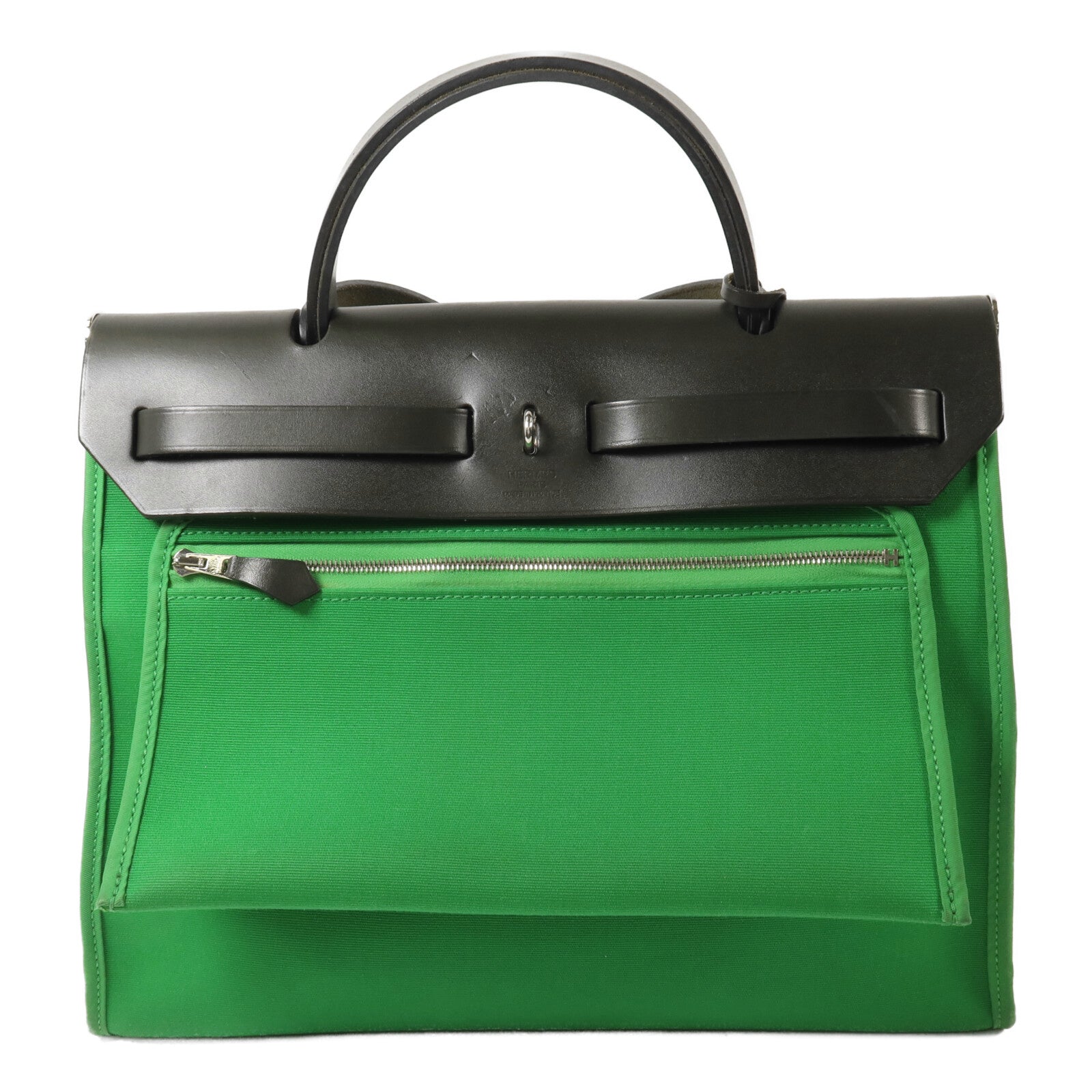 HERMES 帆布Herbag PM手挽肩背兩用袋Cactus/Khaki