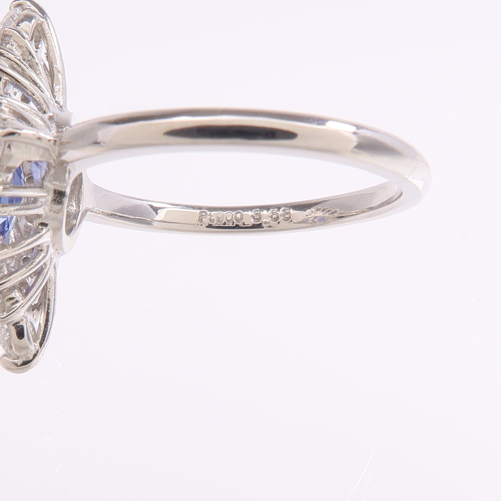 JEWELRY 【激減優惠】PT900鉑金Sapphire Diamond Ring藍寶石/鑽石戒指US#7