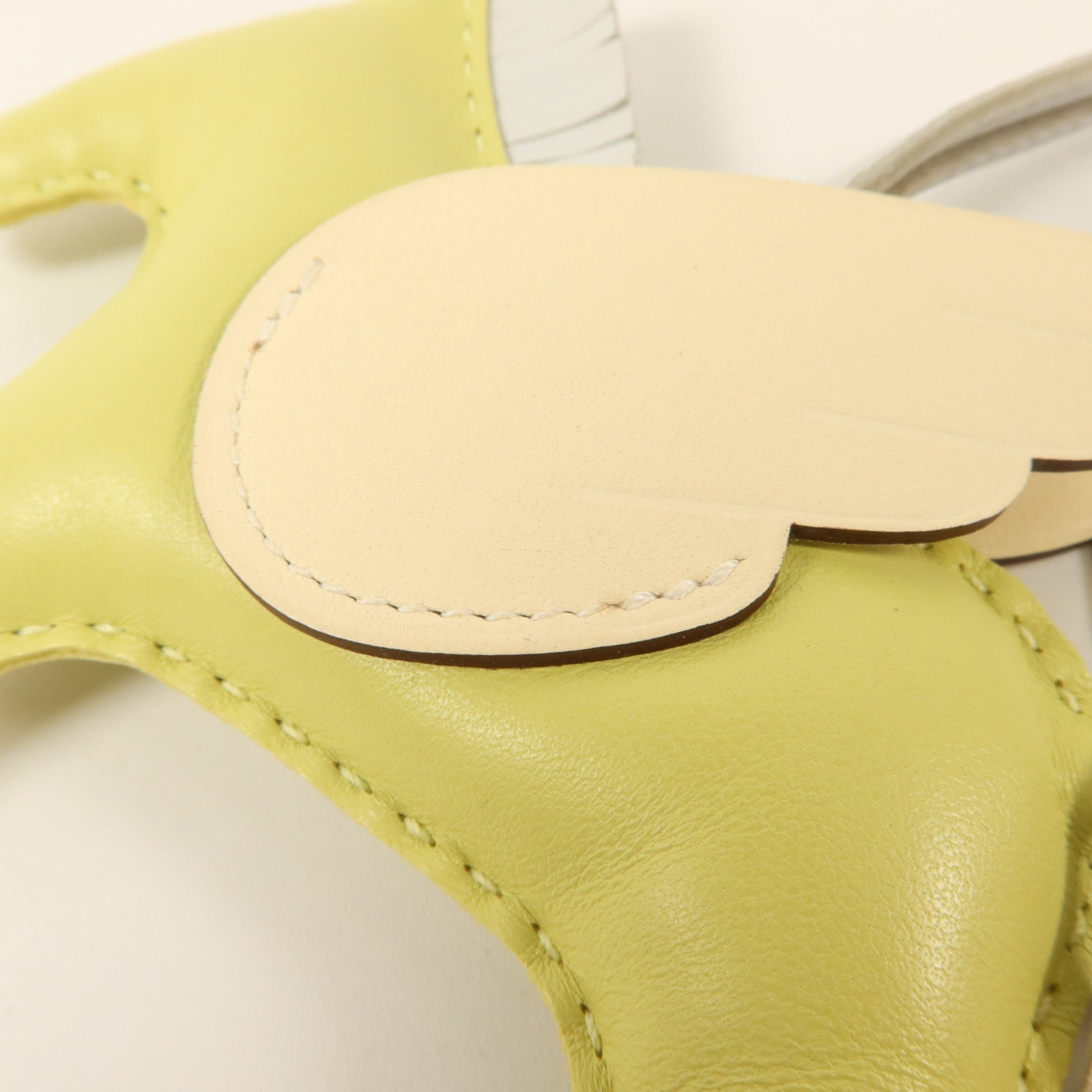 HERMES Milo皮革/Swift皮革Rodeo Pegase MM掛飾Nata/Jaune Bourgeon
