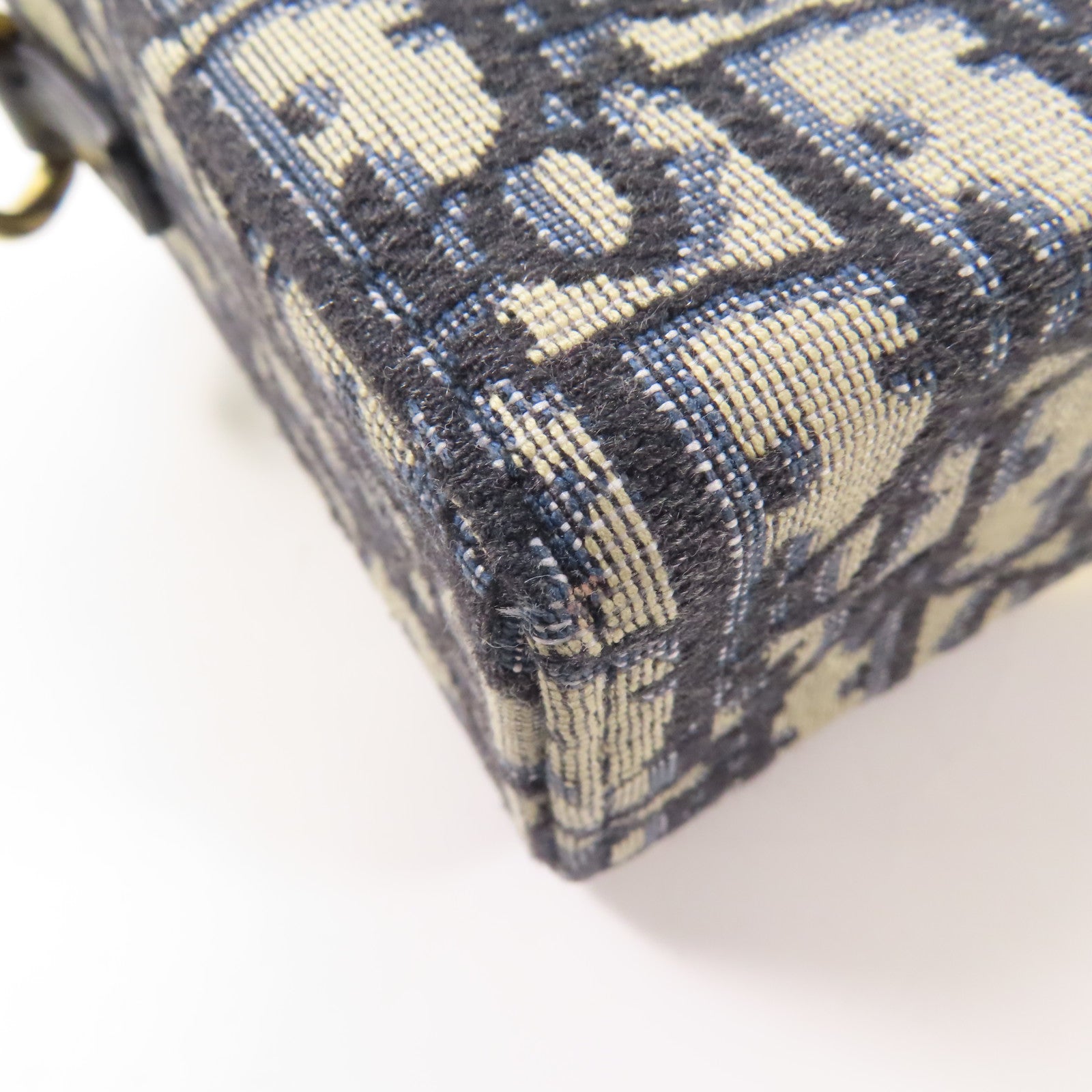 Dior 帆布/皮革30 Montaigne金扣手挽肩背兩用袋藍色