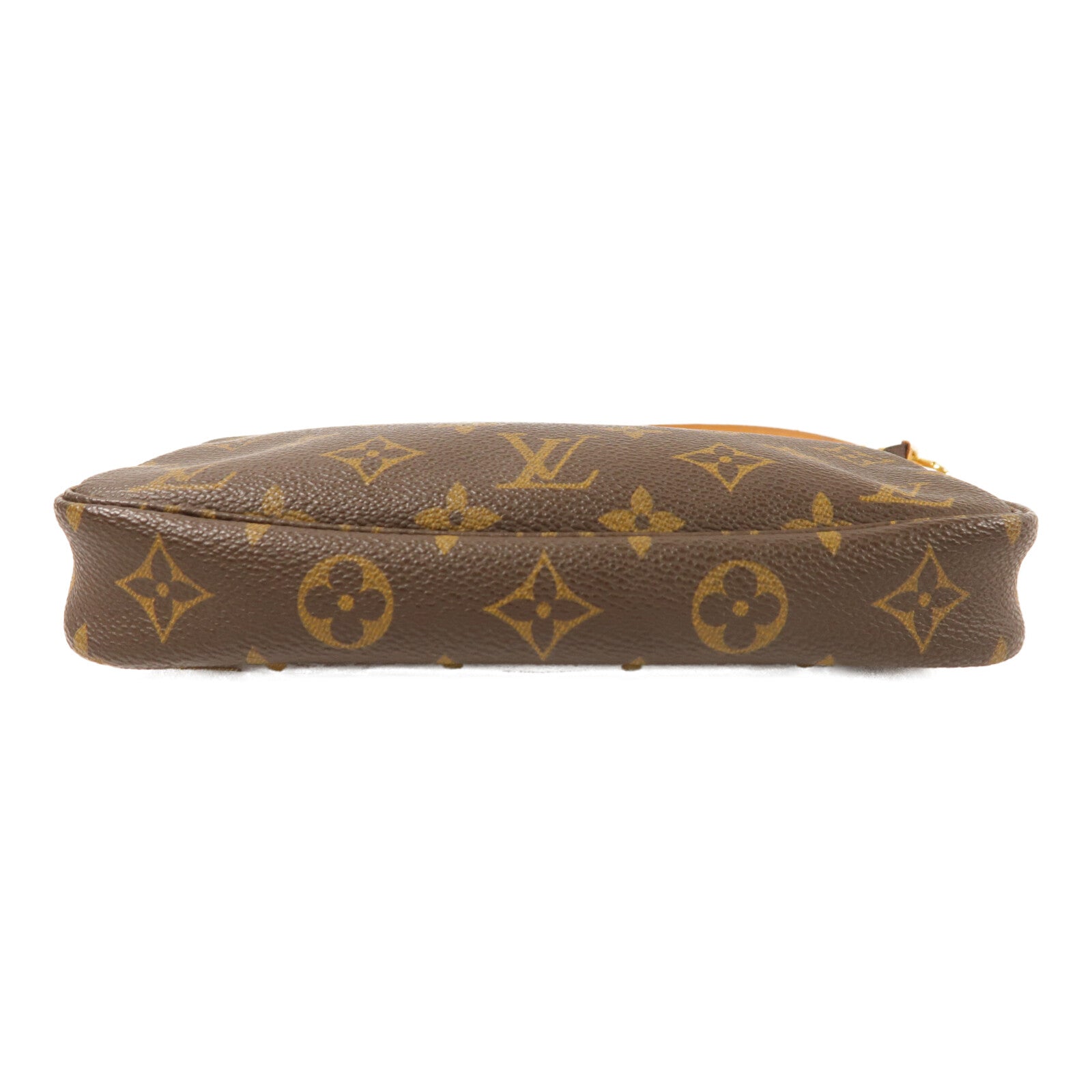 LOUIS VUITTON Monogram Pochette Accessoires金扣手挽袋棕色