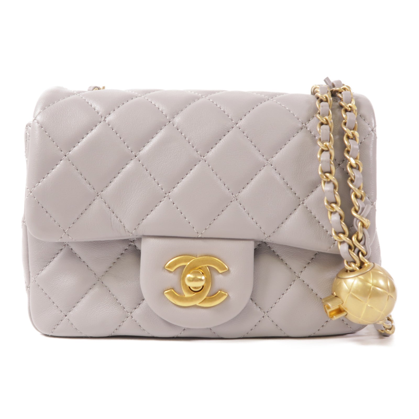 CHANEL 羊皮皮革Classic 17cm Gold Ball金扣肩背袋
