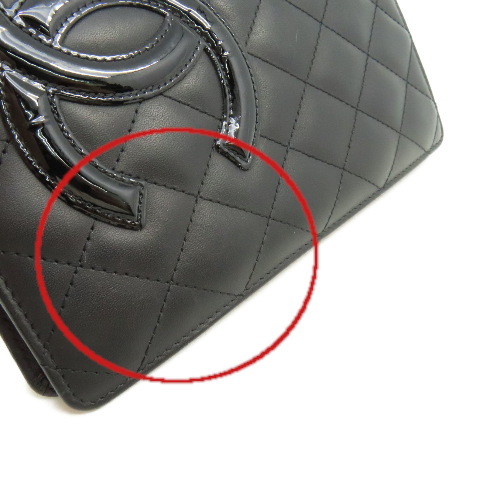 CHANEL 菱格羊皮皮革Cambon Long Wallet銀扣長錢包黑色/粉紅色