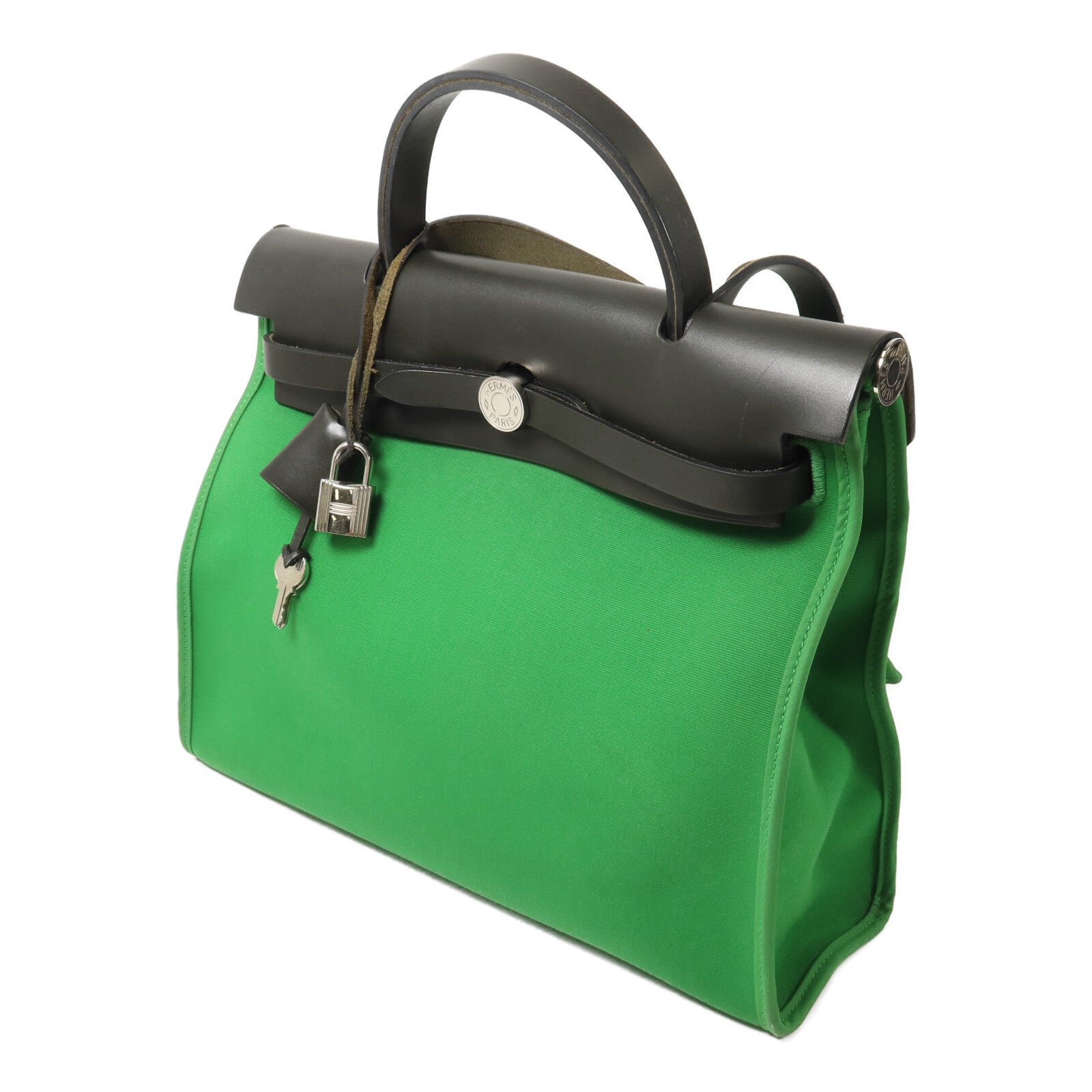 HERMES 帆布Herbag PM手挽肩背兩用袋Cactus/Khaki