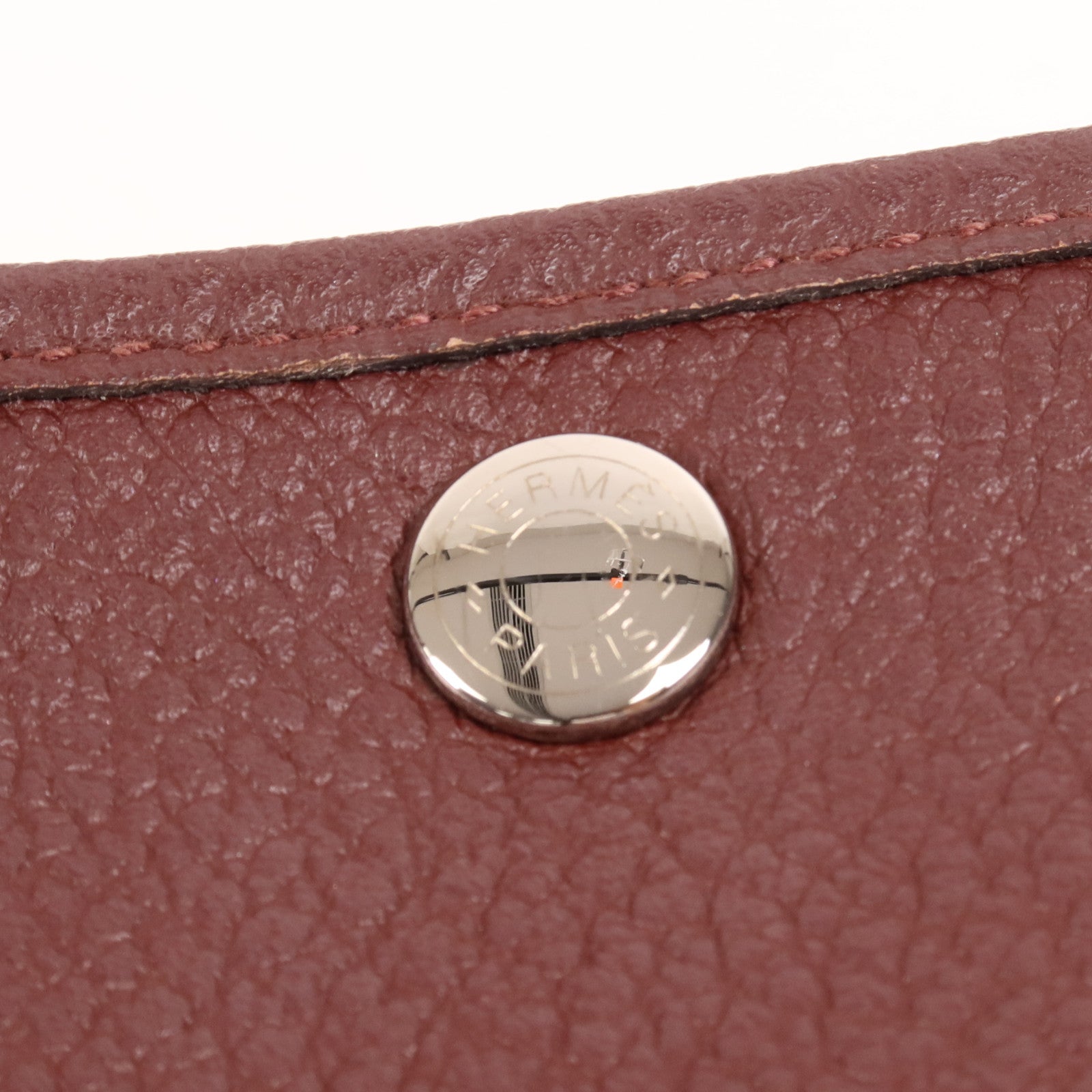 HERMES Country皮革Garden Party TPM銀扣手挽袋Bordeaux