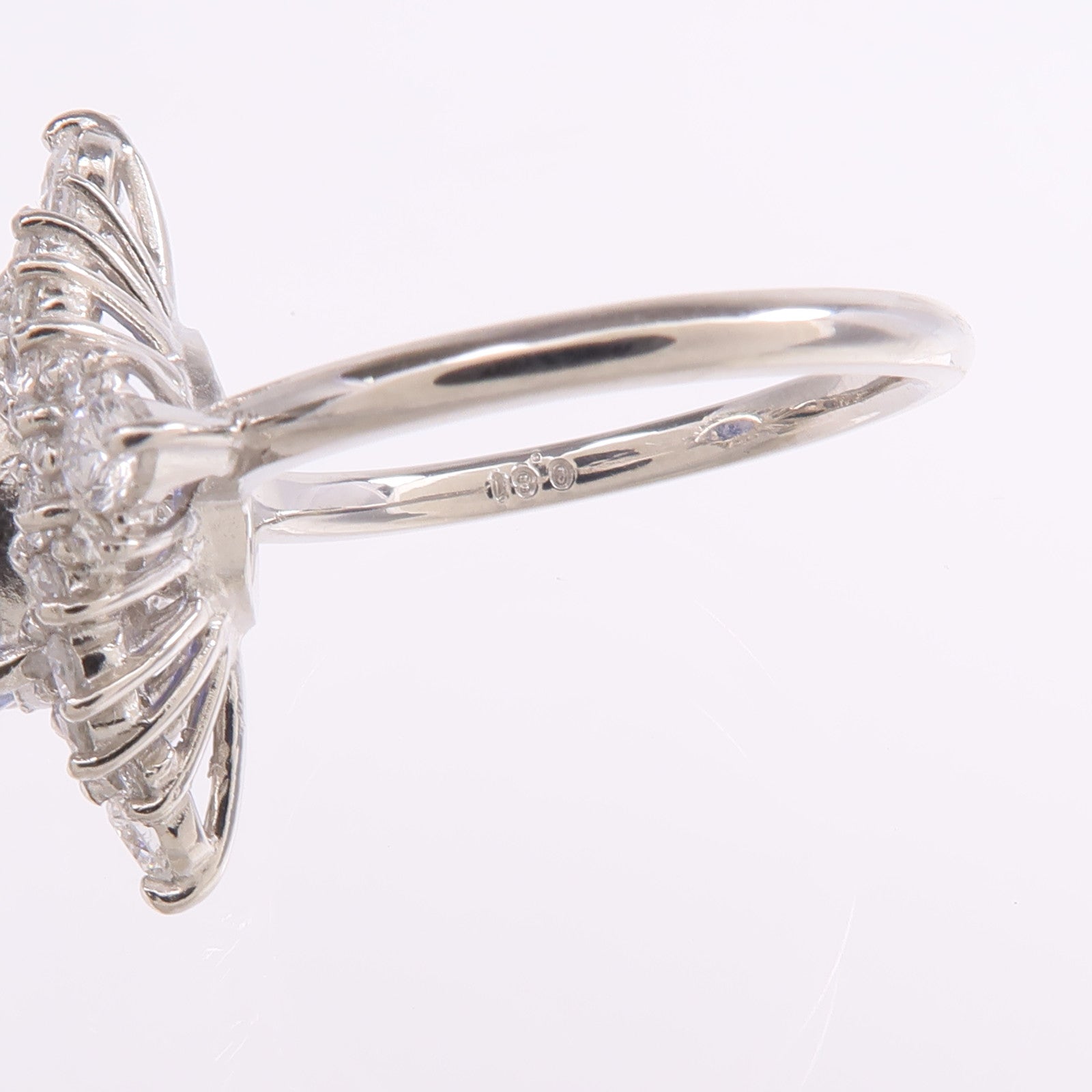 JEWELRY 【激減優惠】PT900鉑金Sapphire Diamond Ring藍寶石/鑽石戒指US#7