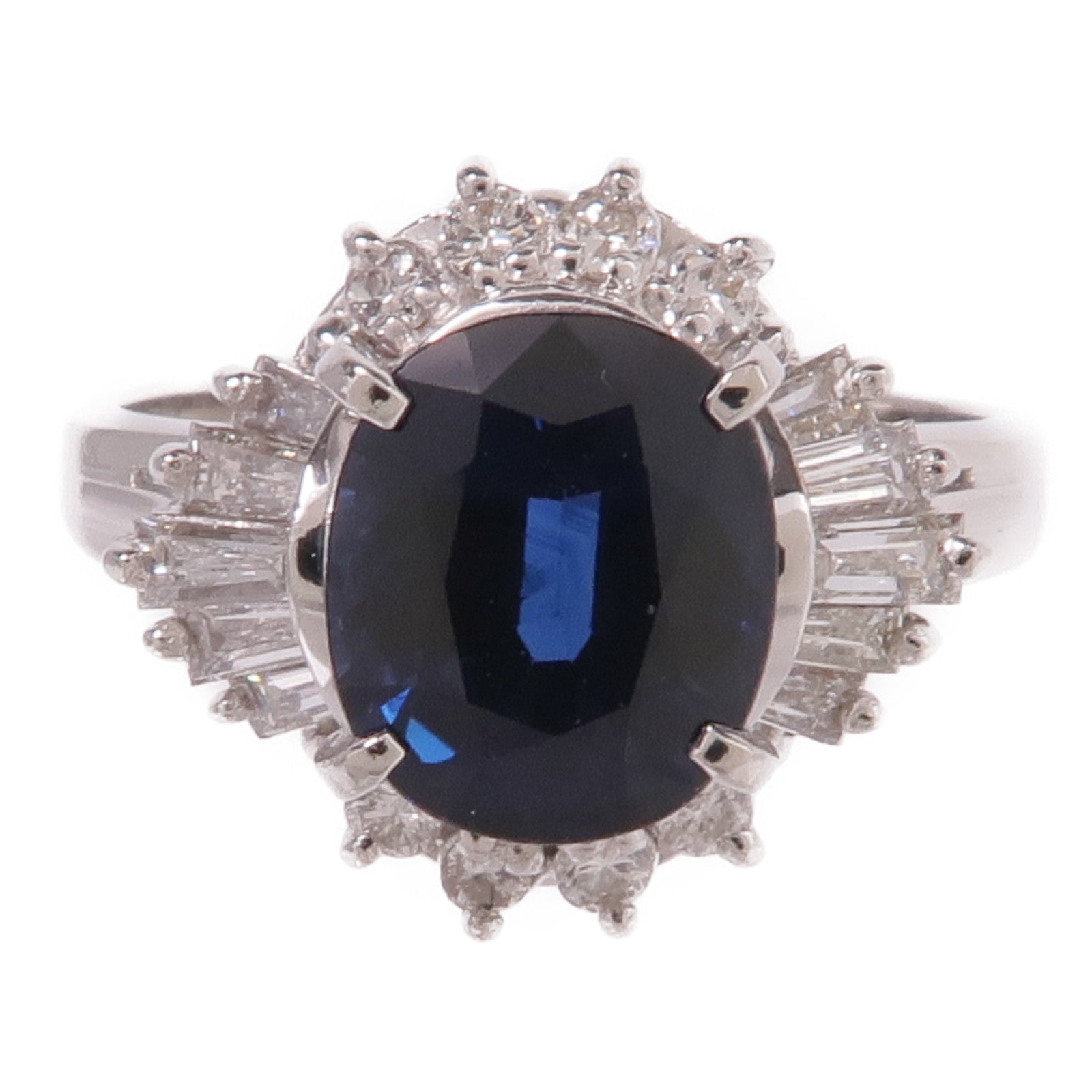 JEWELRY 【激減優惠】PT900鉑金Sapphire Diamond Ring藍寶石/鑽石戒指US#6.25