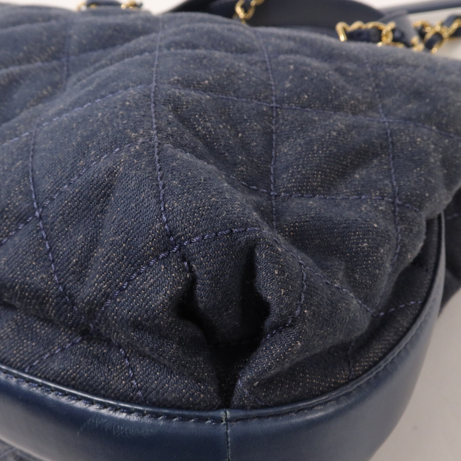 CHANEL 牛仔布/牛皮皮革Shoulder Bag鏈帶手挽肩背兩用袋