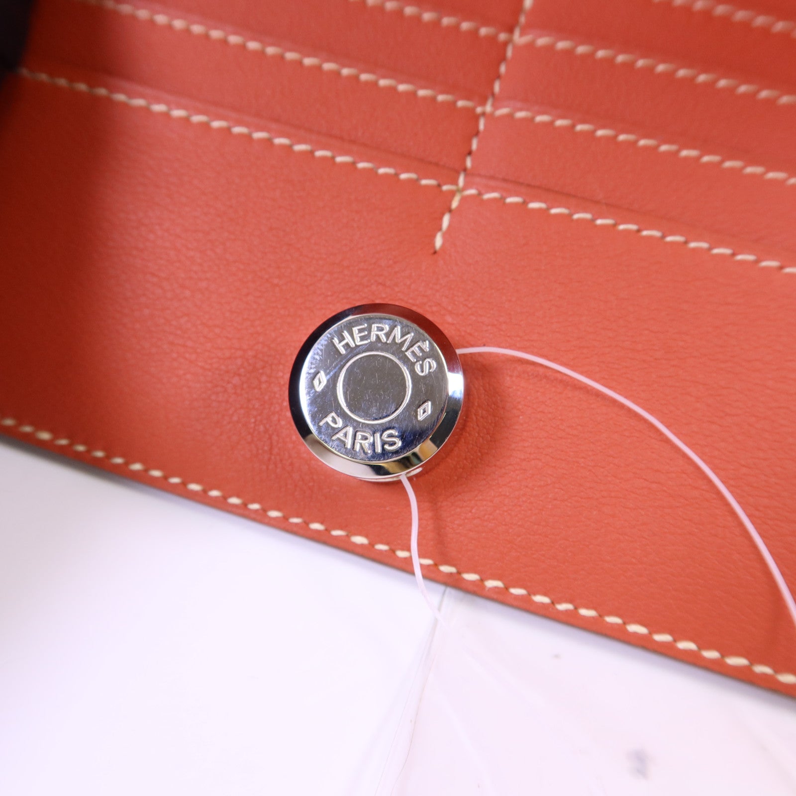 HERMES Swift皮革Dogon銀扣錢包Orange