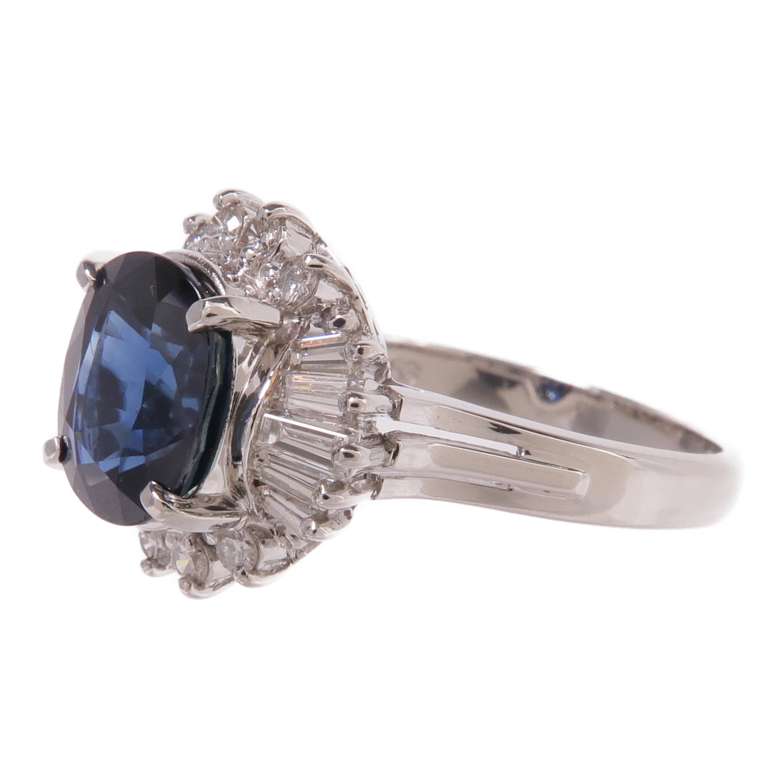 JEWELRY 【激減優惠】PT900鉑金Sapphire Diamond Ring藍寶石/鑽石戒指US#6.25