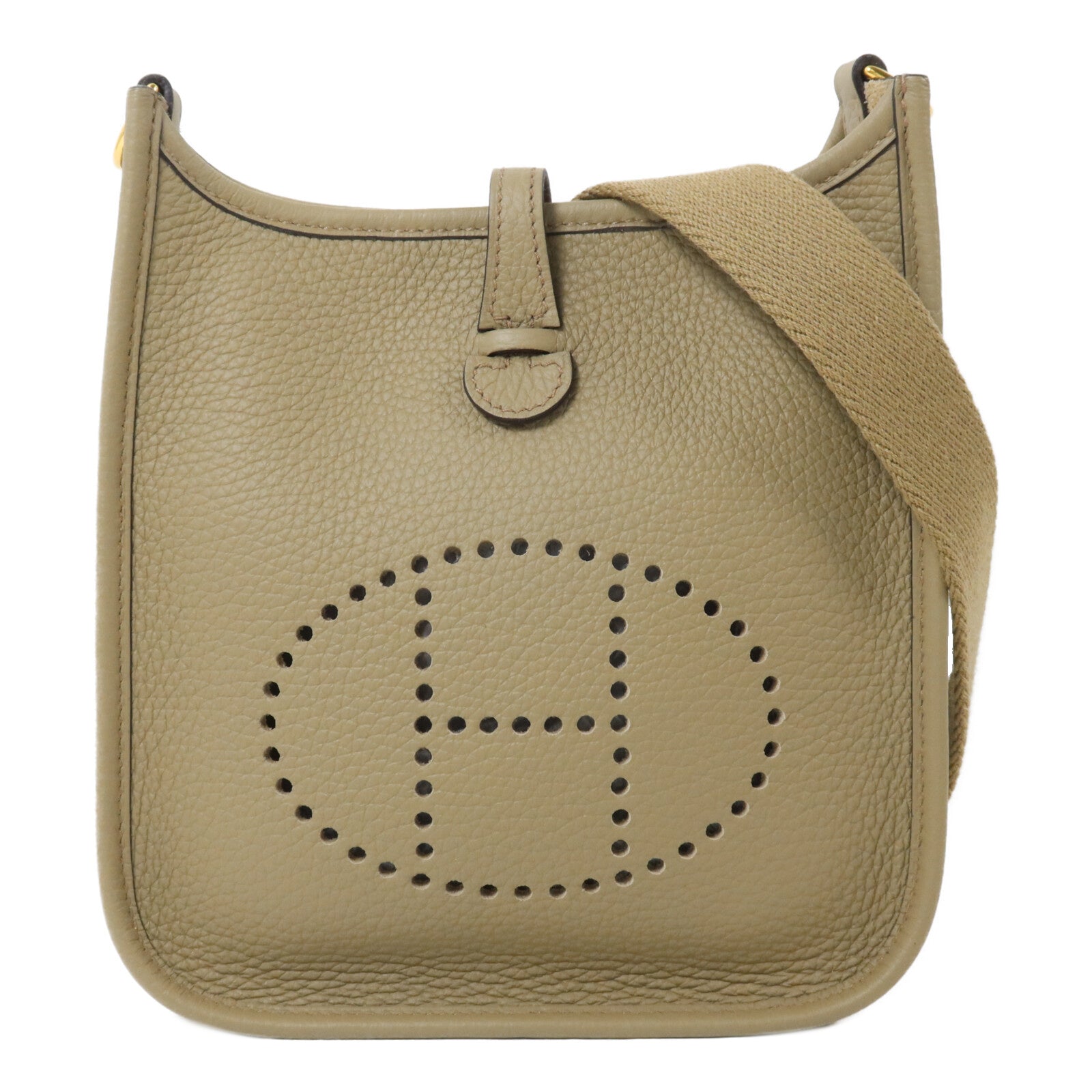 HERMES Clemence皮革Evelyne TPM肩背袋Beige Marfa