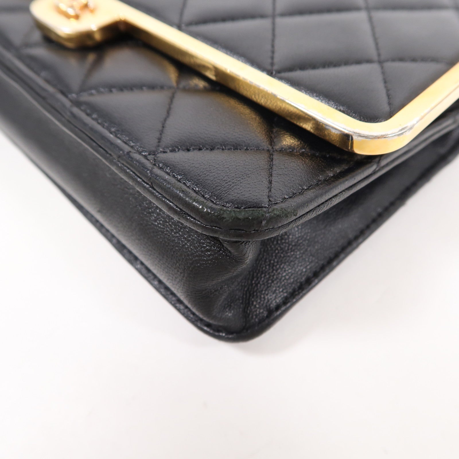 CHANEL 羊皮皮革Wallet On Chain金扣鏈帶肩背袋