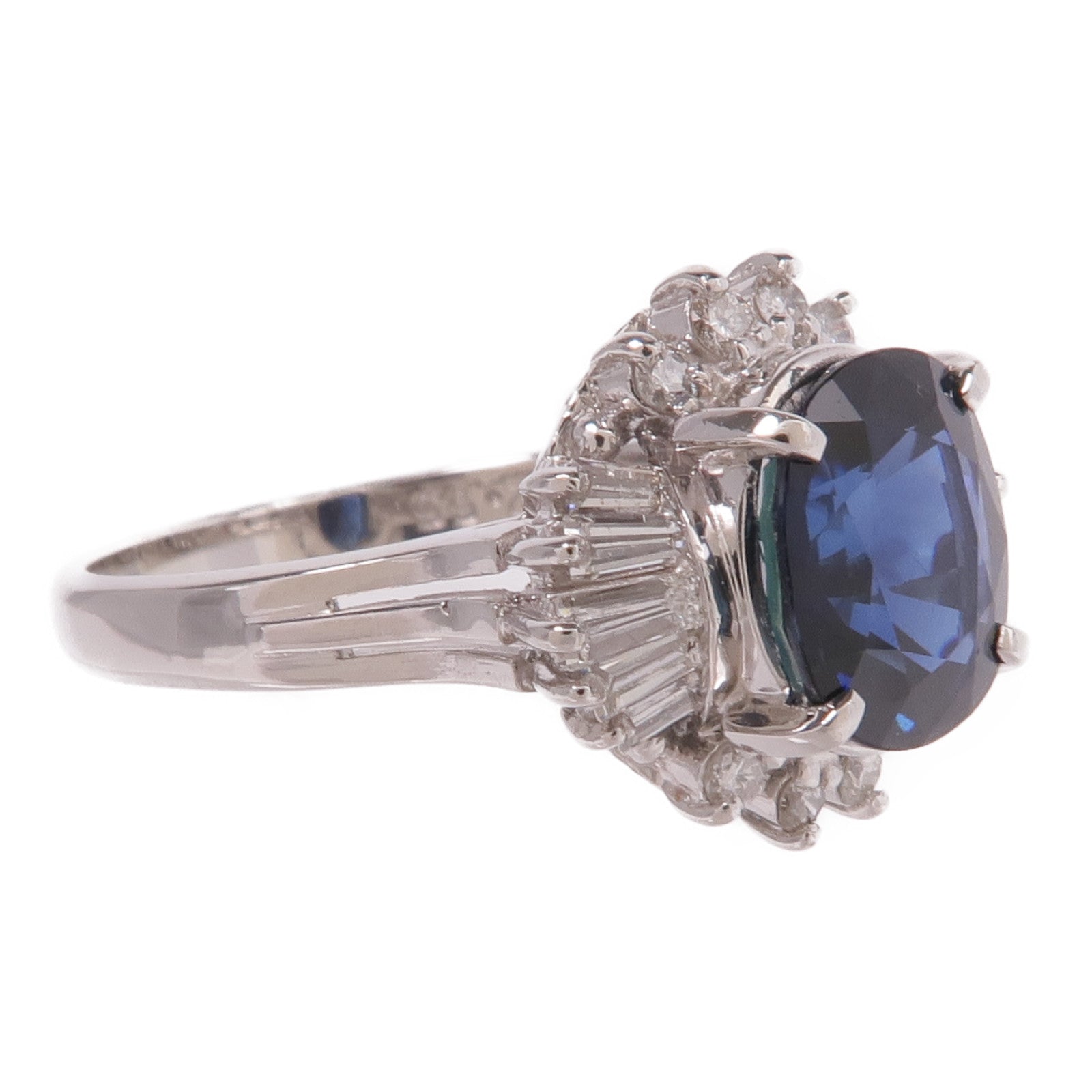 JEWELRY 【激減優惠】PT900鉑金Sapphire Diamond Ring藍寶石/鑽石戒指US#6.25