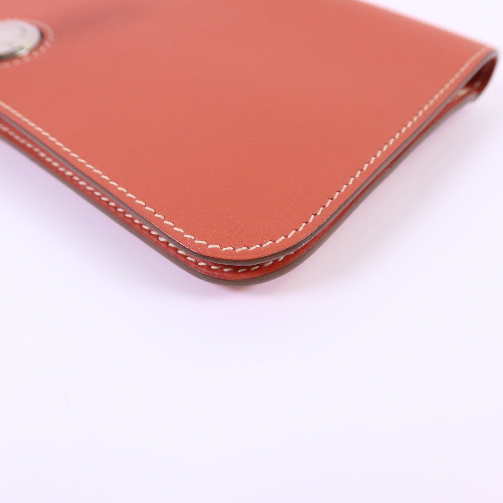 HERMES Swift皮革Dogon銀扣錢包Orange