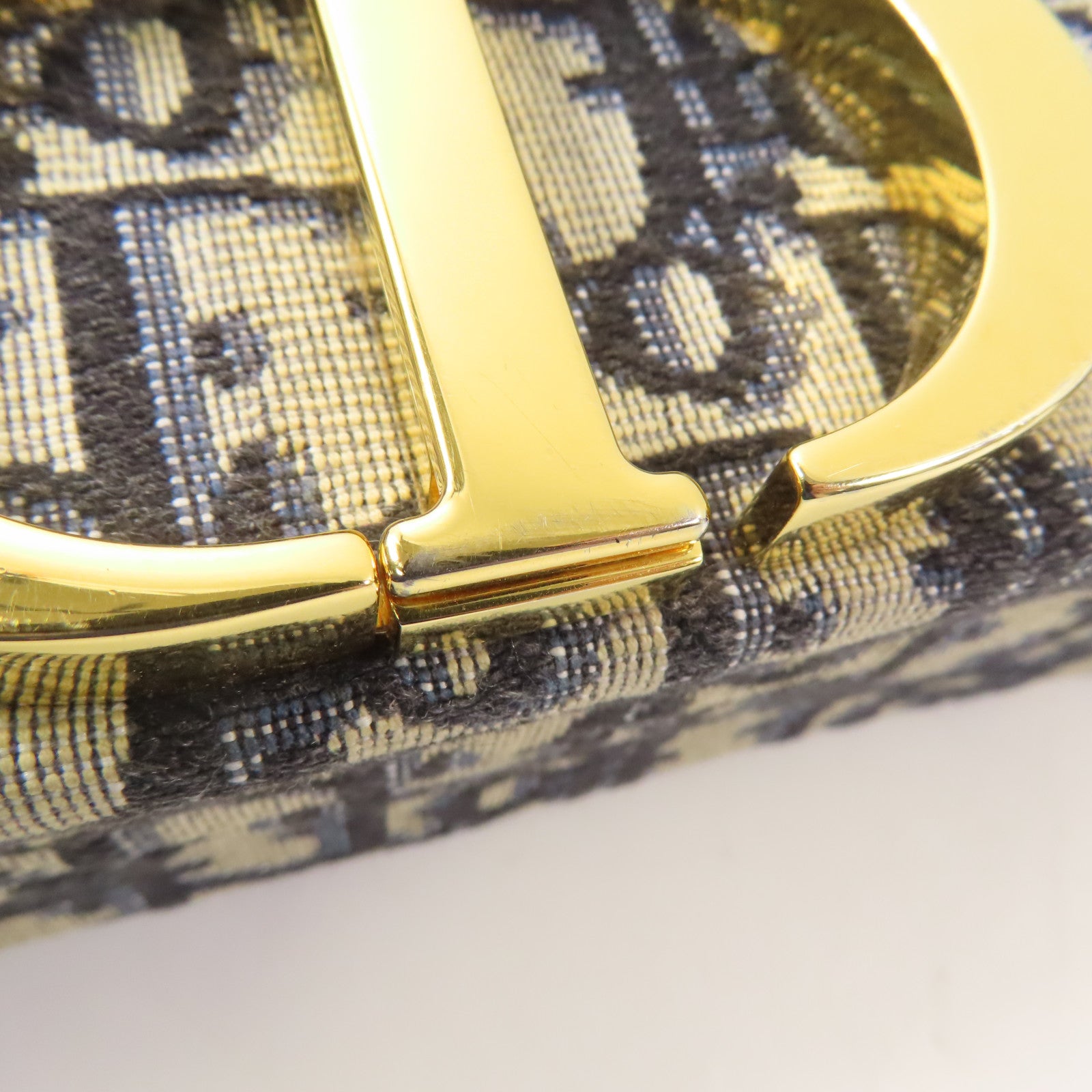 Dior 帆布/皮革30 Montaigne金扣手挽肩背兩用袋藍色