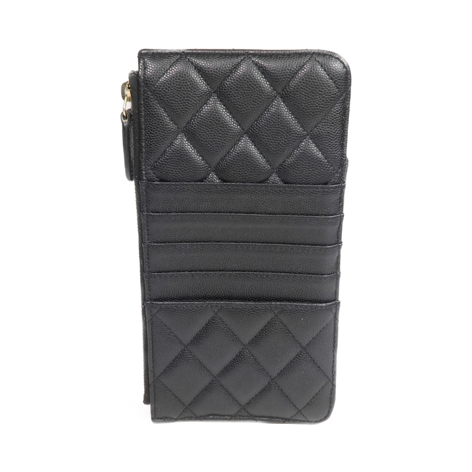 CHANEL 牛皮皮革Long Zip Wallet金扣長錢包