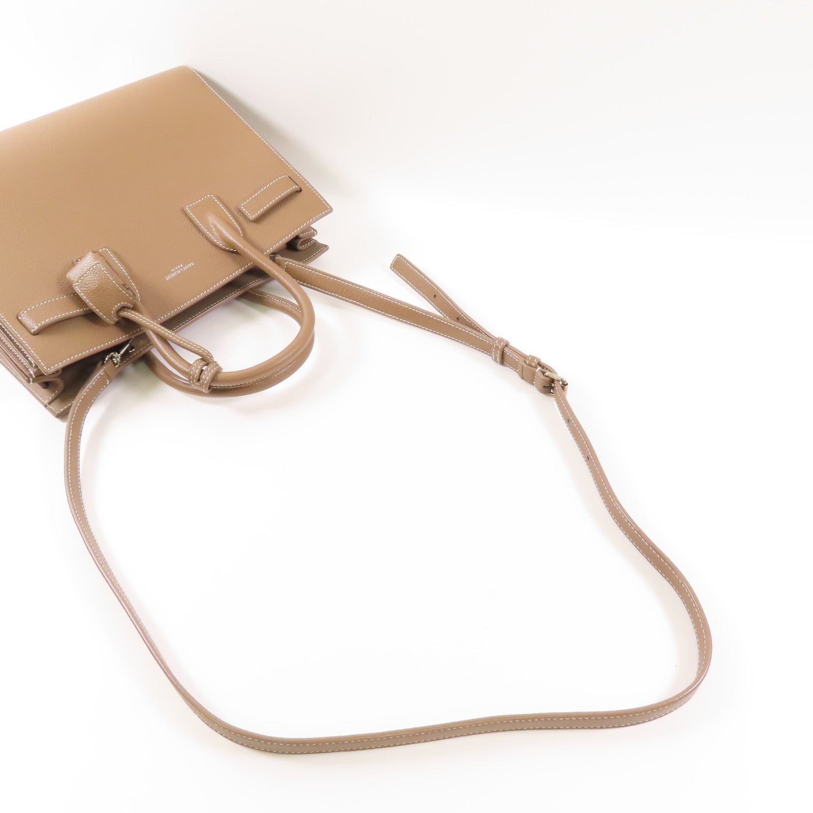 SAINT LAURENT 牛皮皮革Sac De Jour Baby銀扣手挽肩背兩用袋