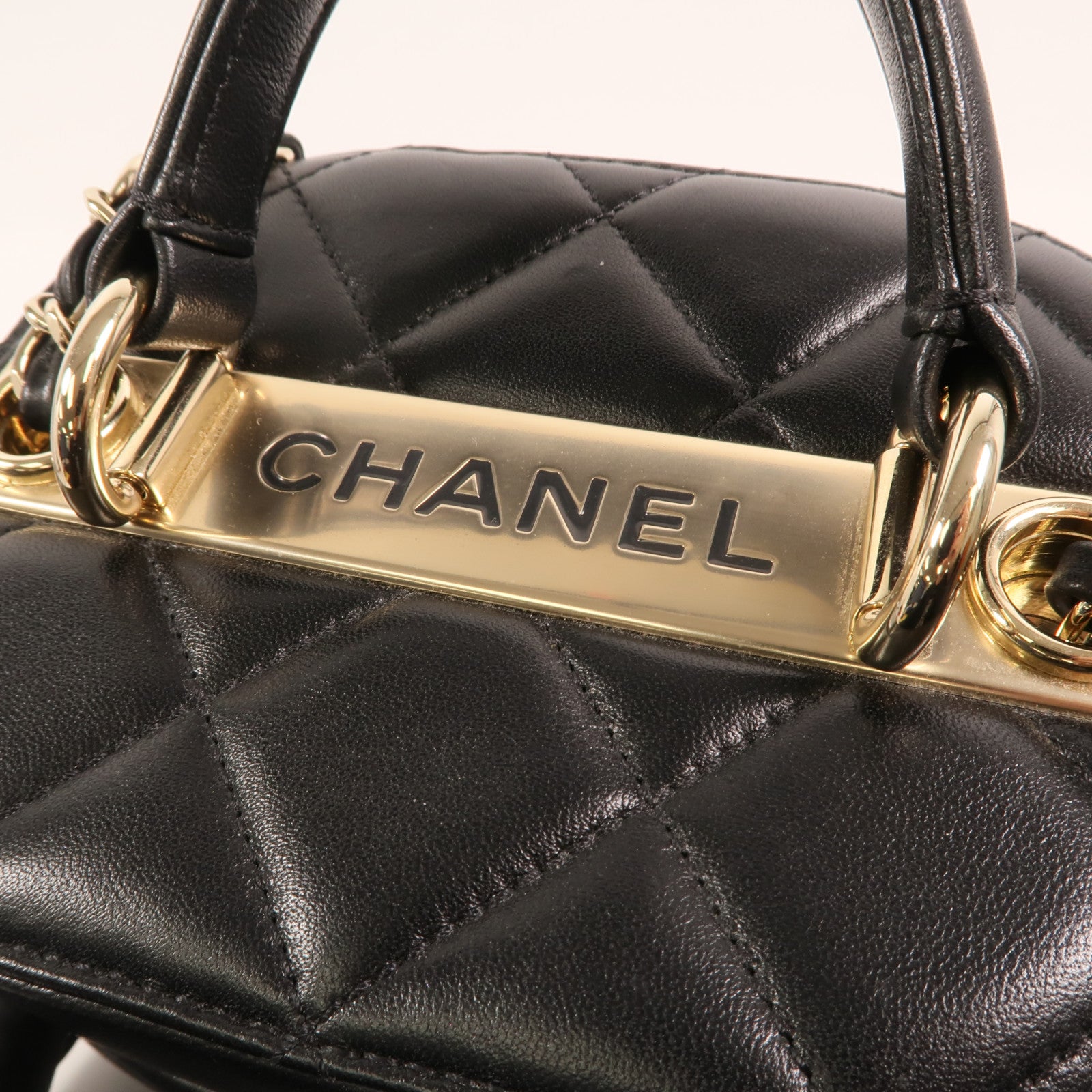 CHANEL 羊皮皮革Shoulder Bag金扣鏈帶手挽肩背兩用袋