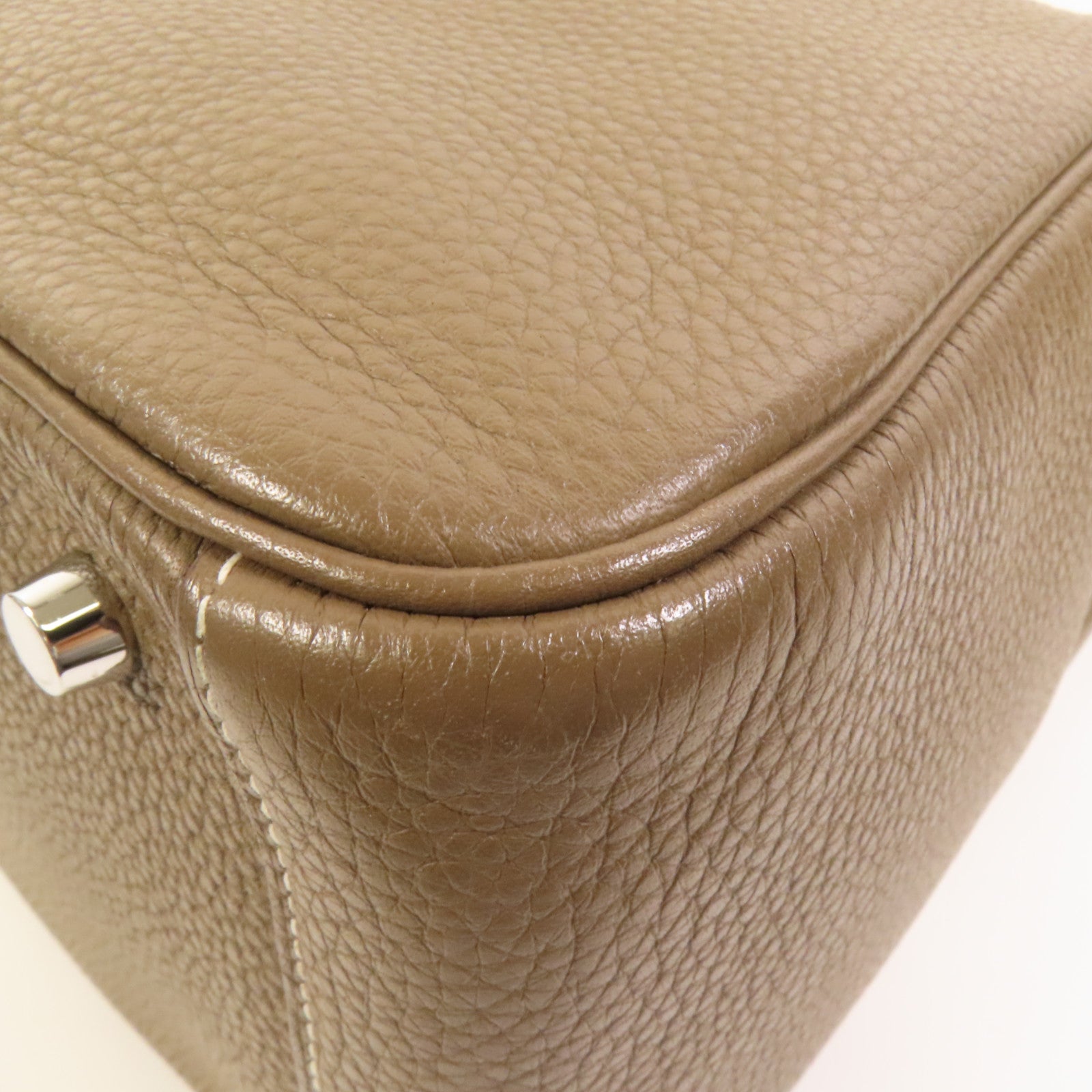 HERMES Clemence皮革Lindy 30銀扣手挽肩背兩用袋Etoupe