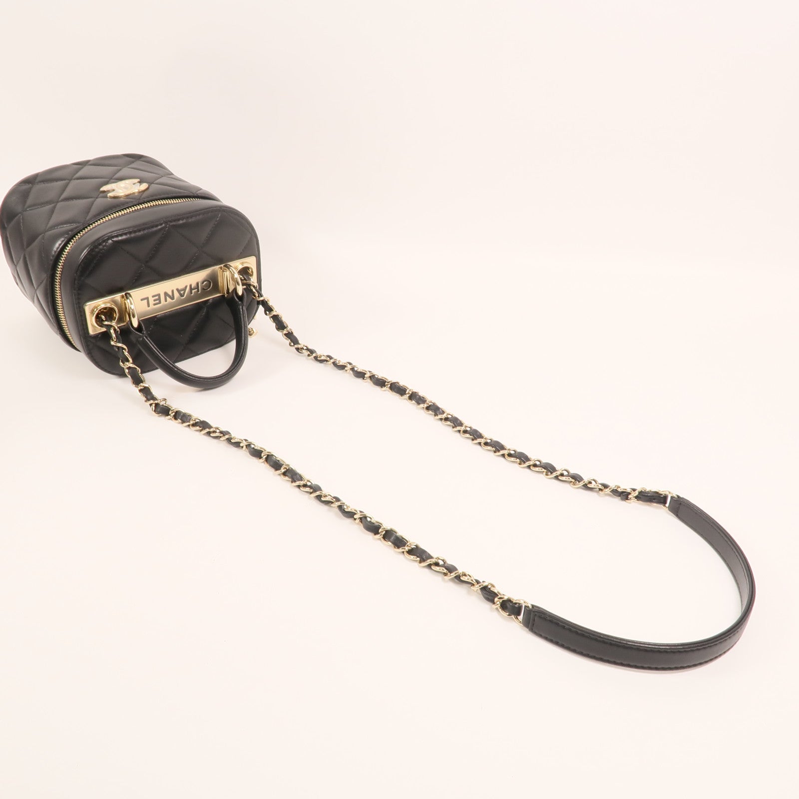 CHANEL 羊皮皮革Shoulder Bag金扣鏈帶手挽肩背兩用袋