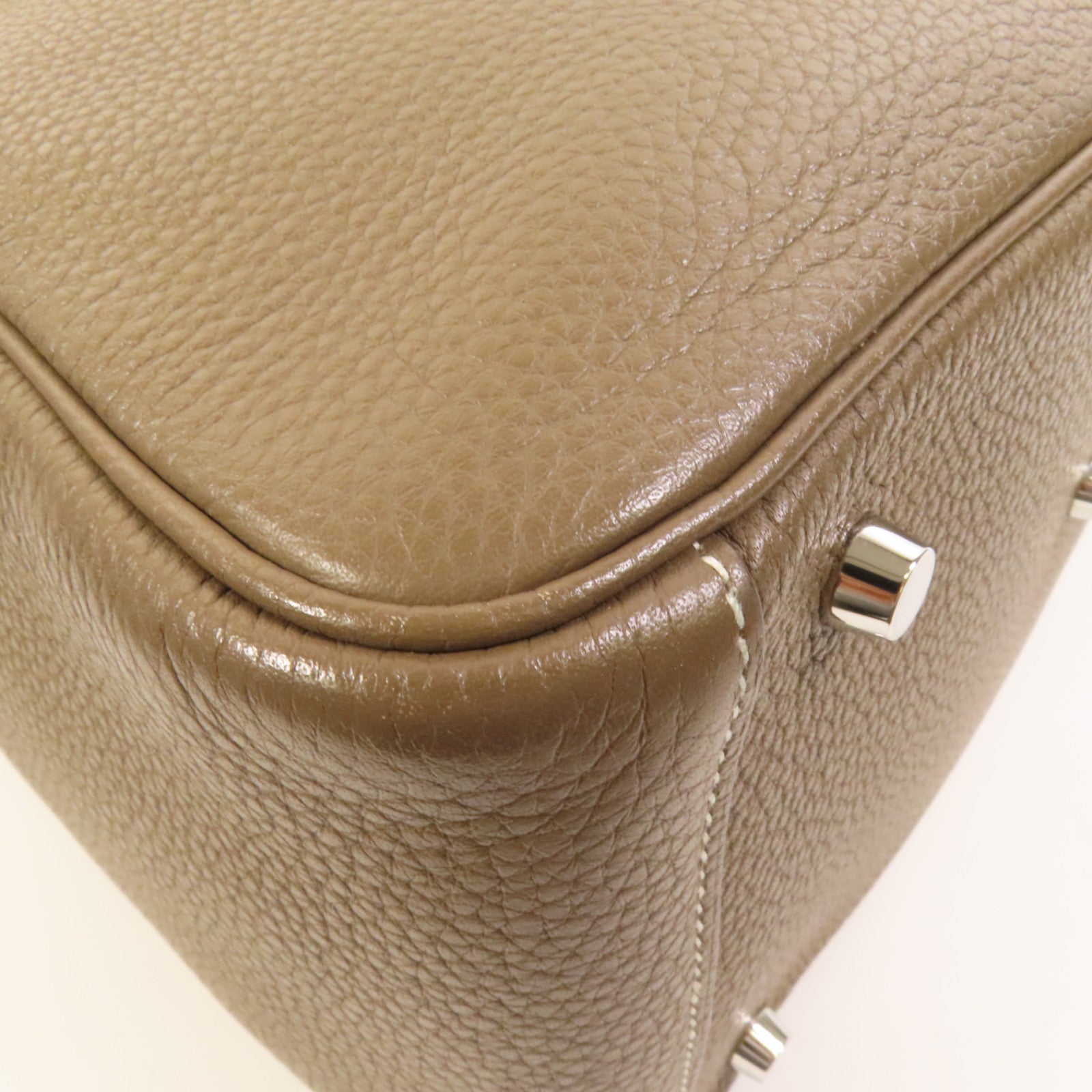 HERMES Clemence皮革Lindy 30銀扣手挽肩背兩用袋Etoupe