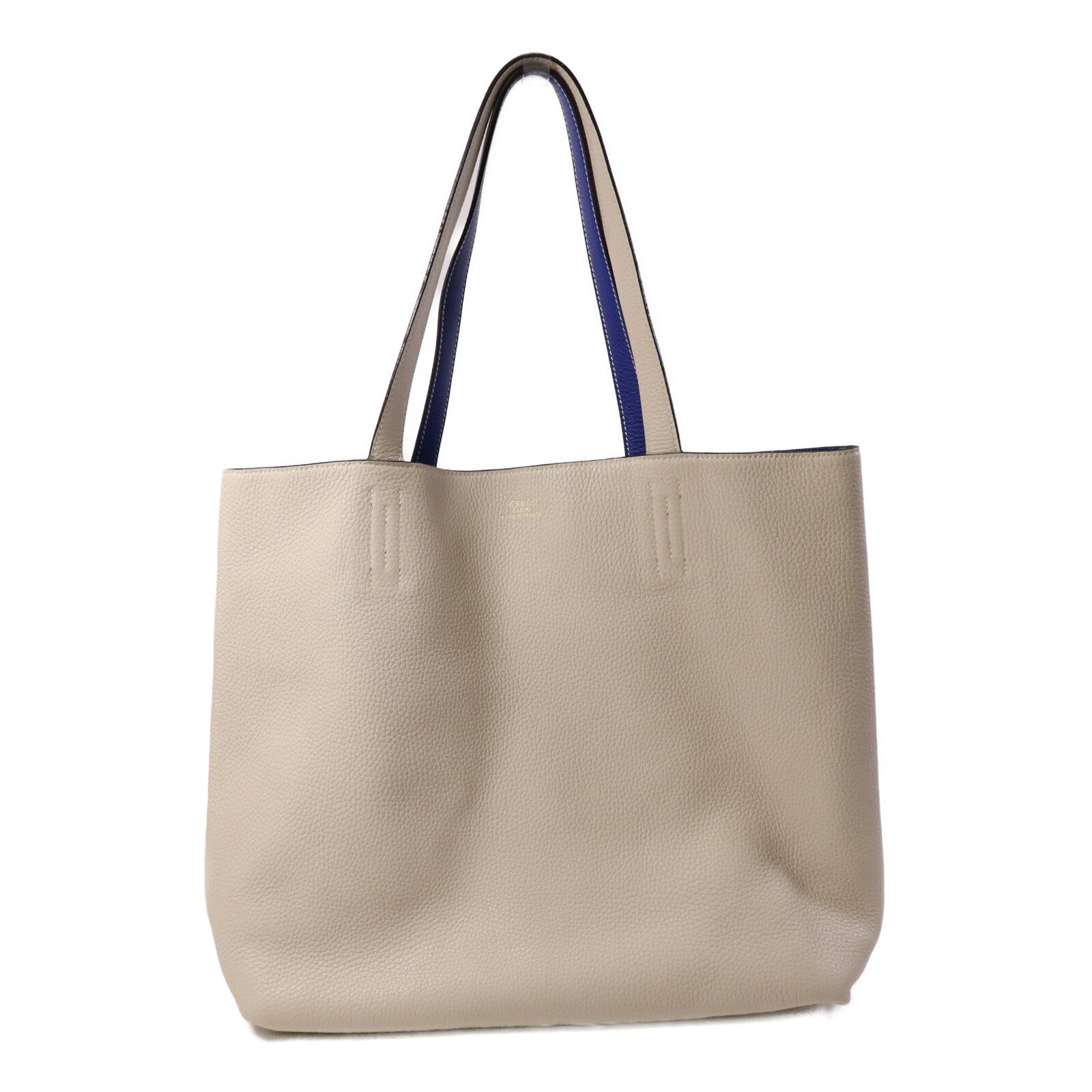 HERMES Clemence皮革Double Sens肩背袋Bleu Electrique /Parchemin