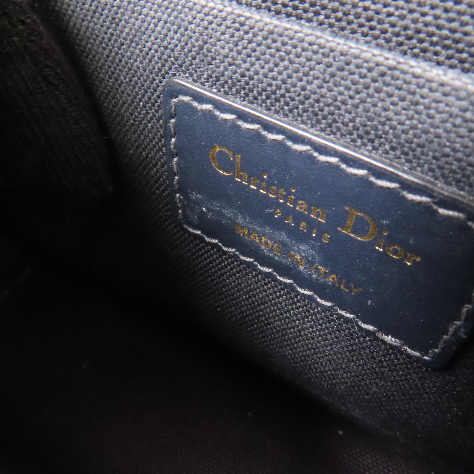 Dior 帆布/皮革30 Montaigne金扣手挽肩背兩用袋藍色