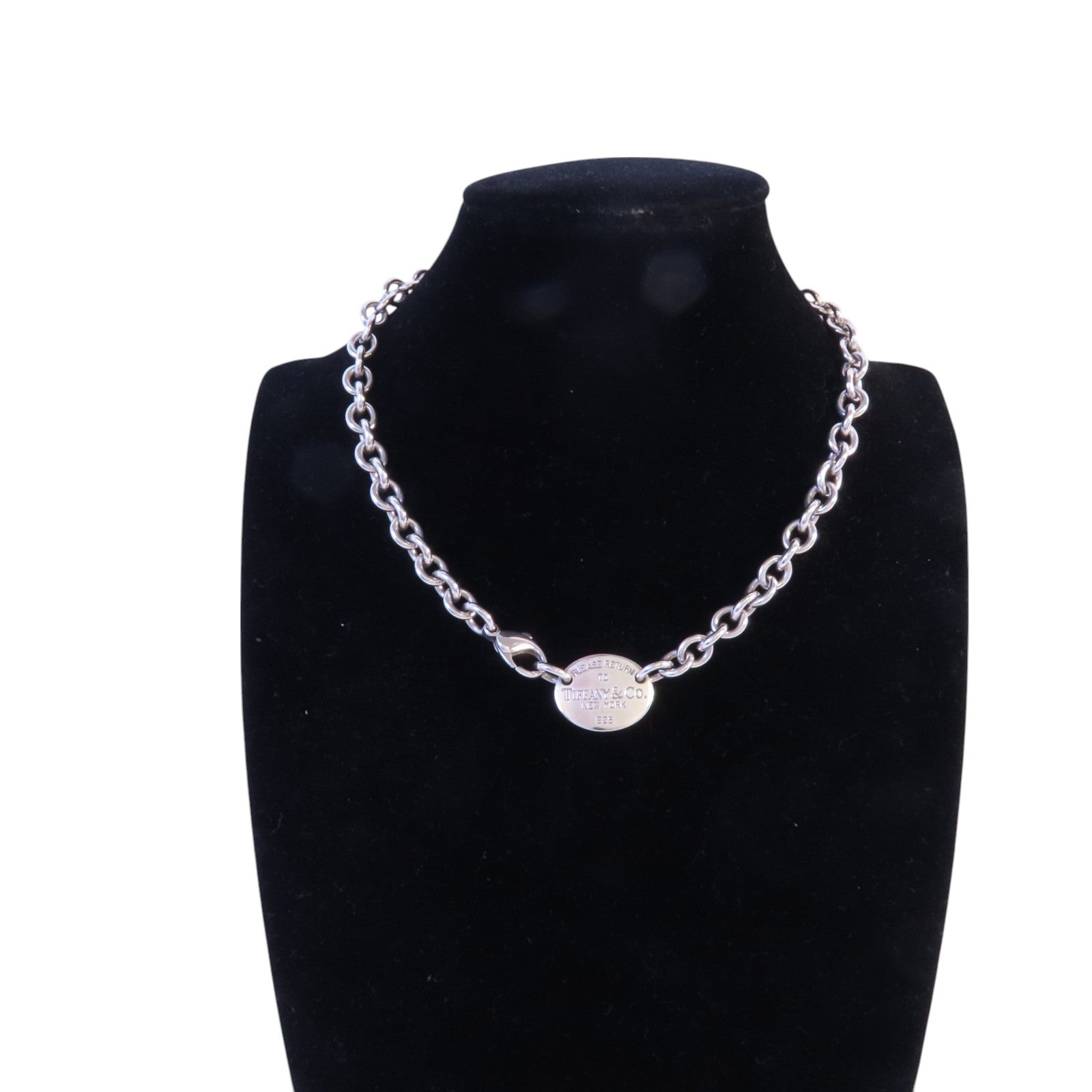 TIFFANY＆CO 925純銀RTT Oval Tag Necklace銀扣項鏈
